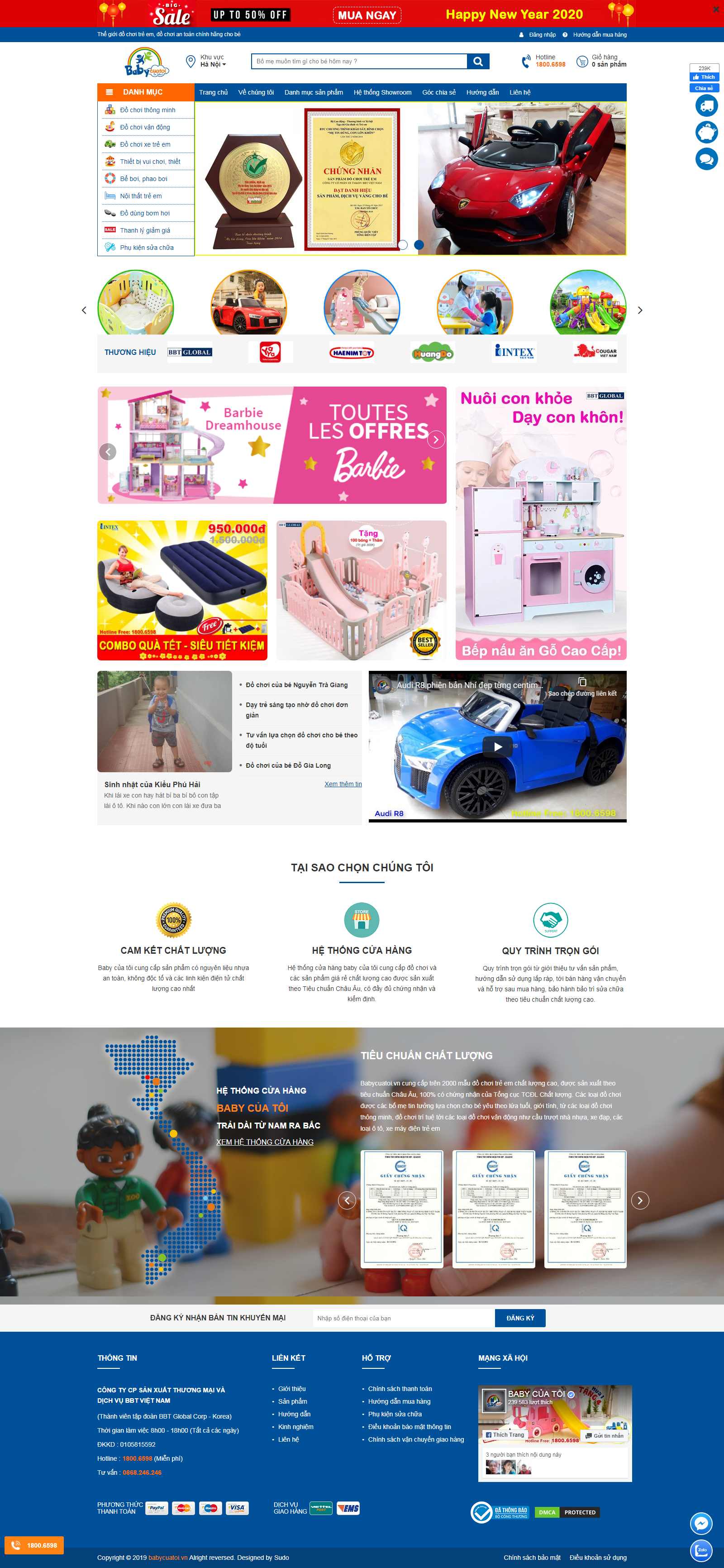Thiết kế Website đồ chơi ô tô - babycuatoi.vn