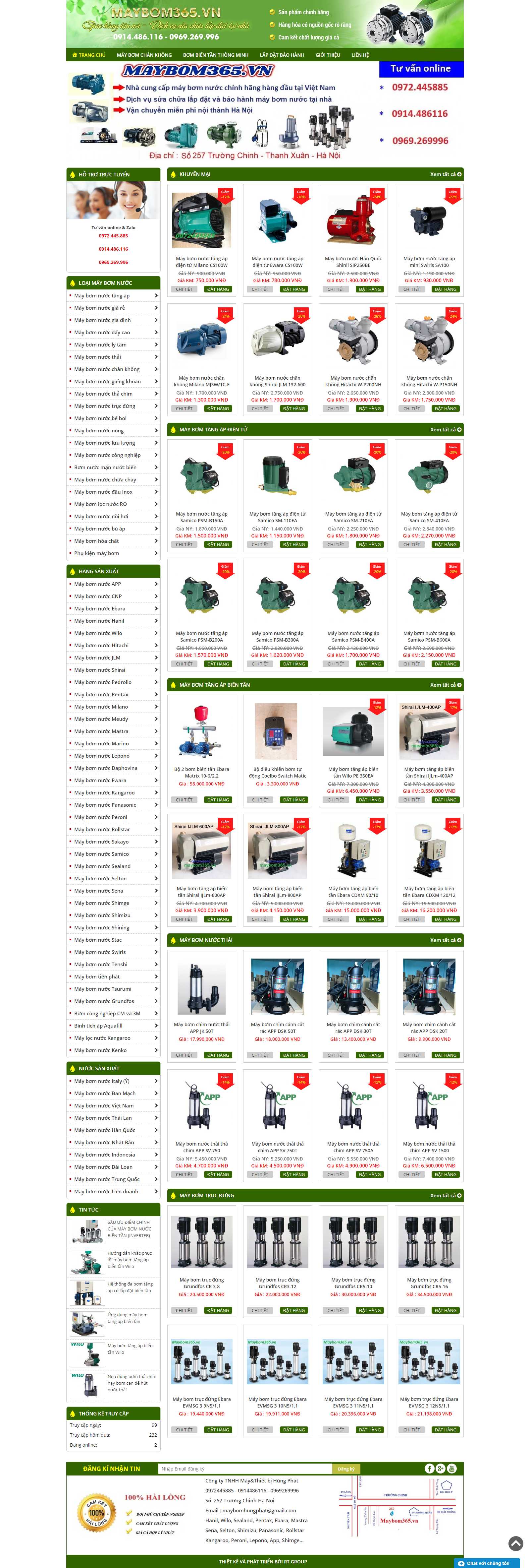 Thiết kế Website máy bơm nước - maybom365.vn