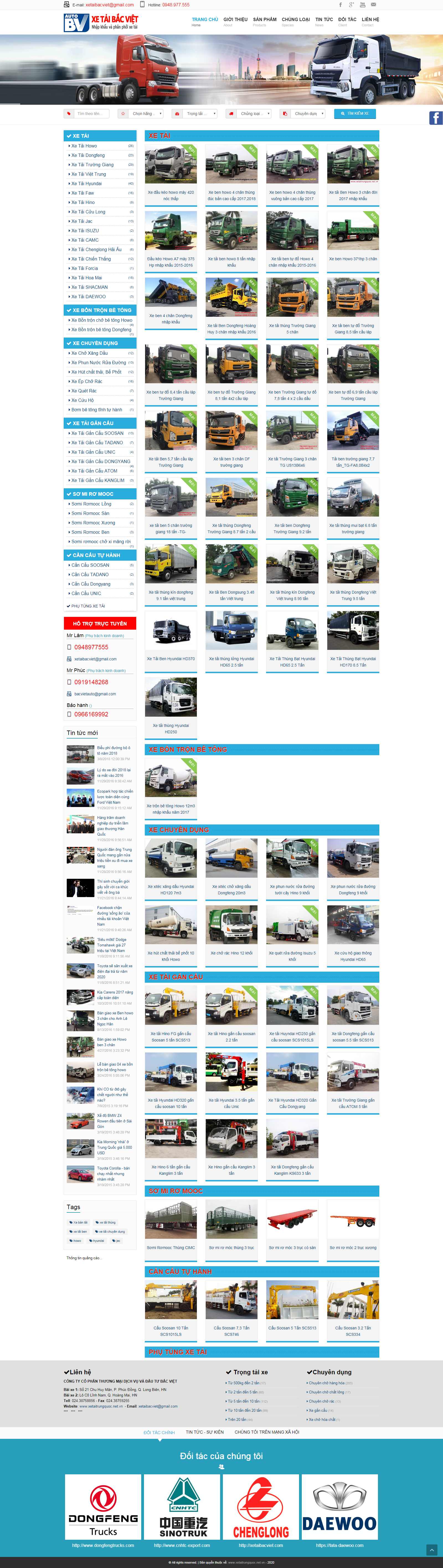 Thiết kế Website phụ tùng ô tô - xetaitrungquoc.net.vn