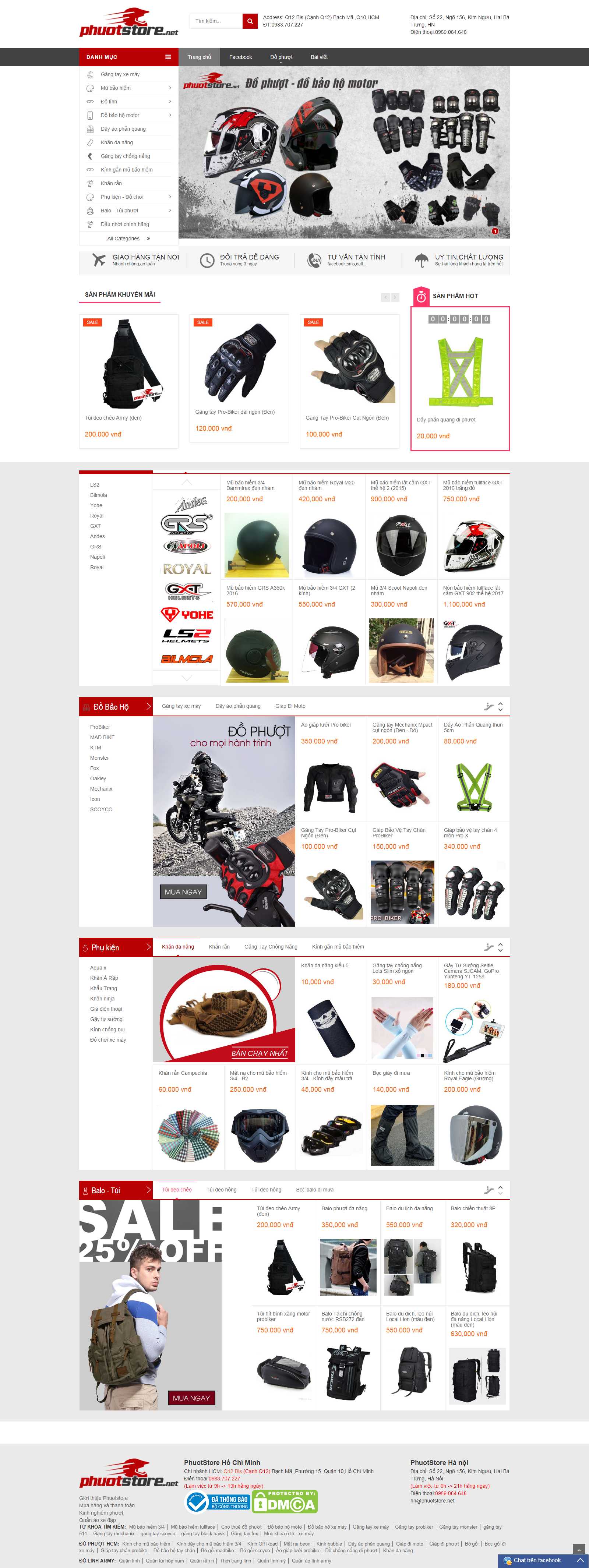 Thiết kế Website bán đồ phượt - phuotstore.net