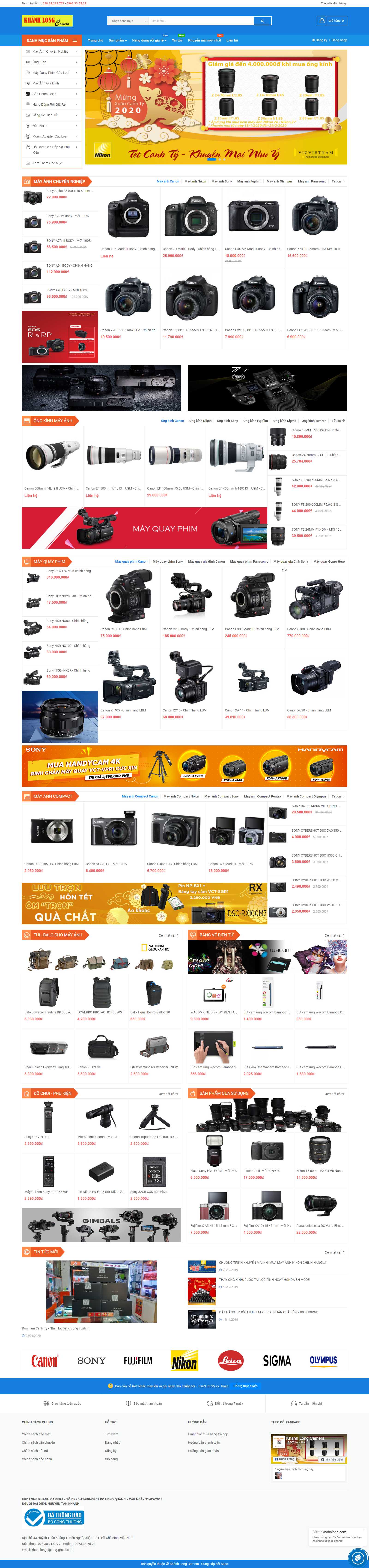 Thiết kế Website bán máy ảnh - khanhlong.com