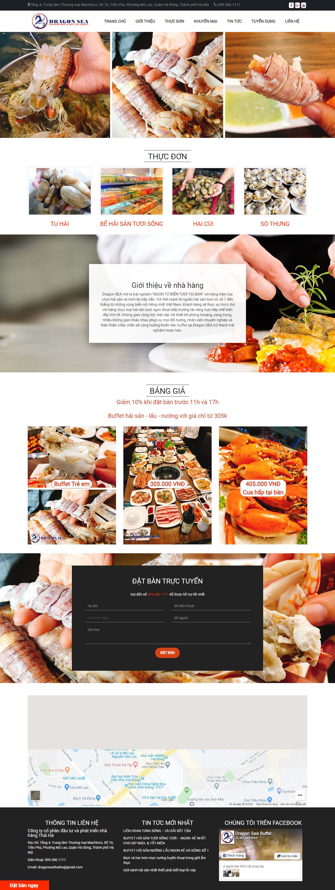 Thiết kế Website nhà hàng lẩu nướng - dragonsea.vn