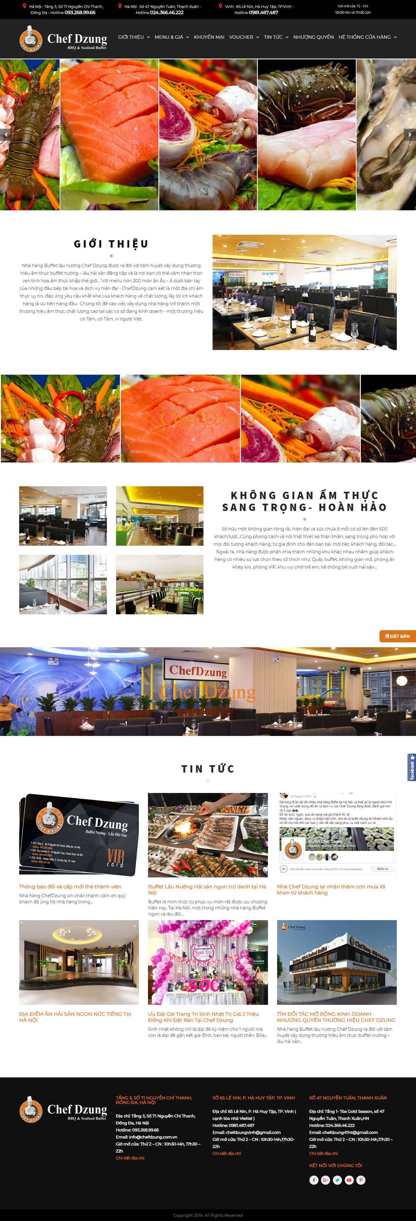Thiết kế Website nhà hàng lẩu nướng - chefdzung.com.vn