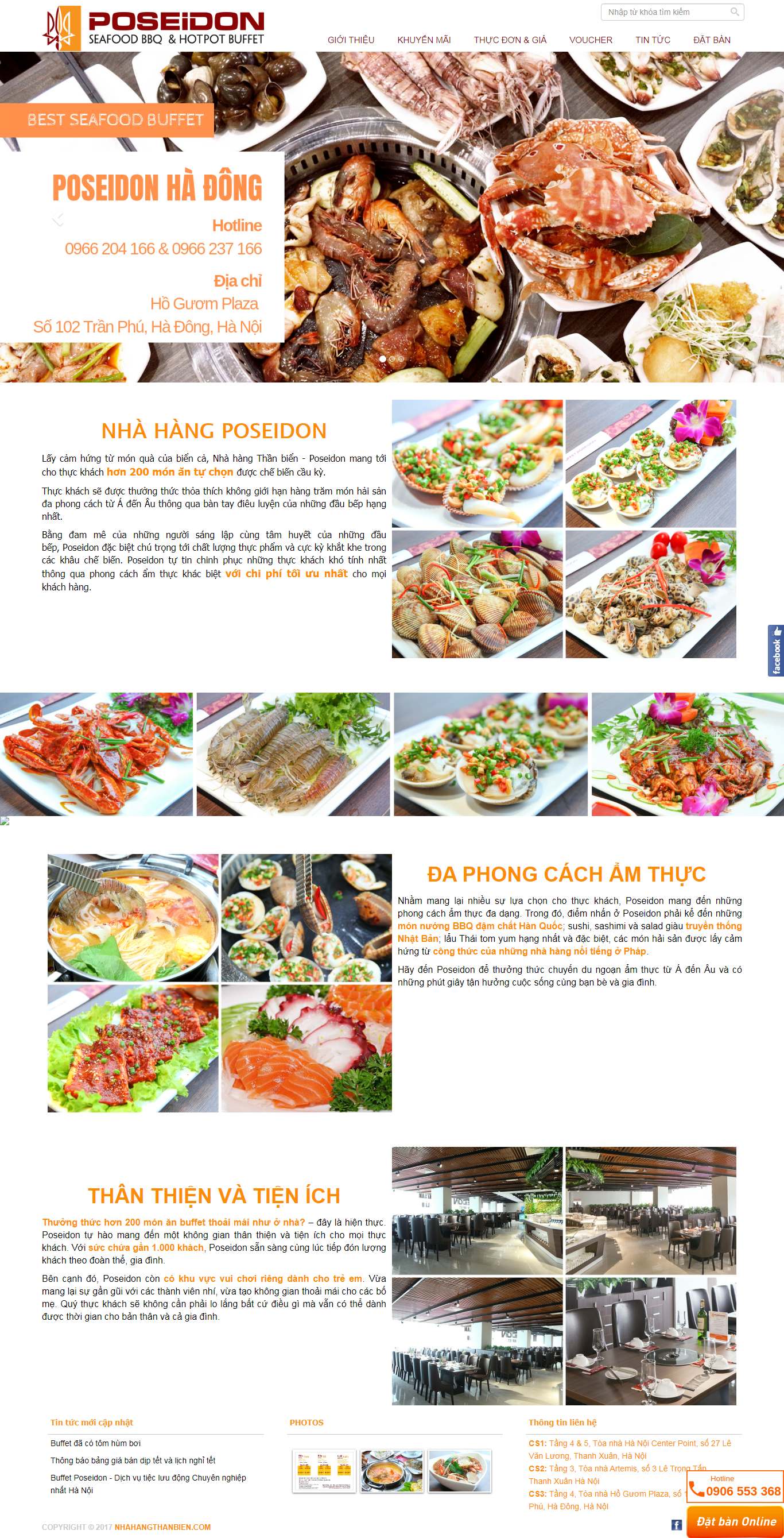 Thiết kế Website nhà hàng lẩu nướng - buffetposeidon.com