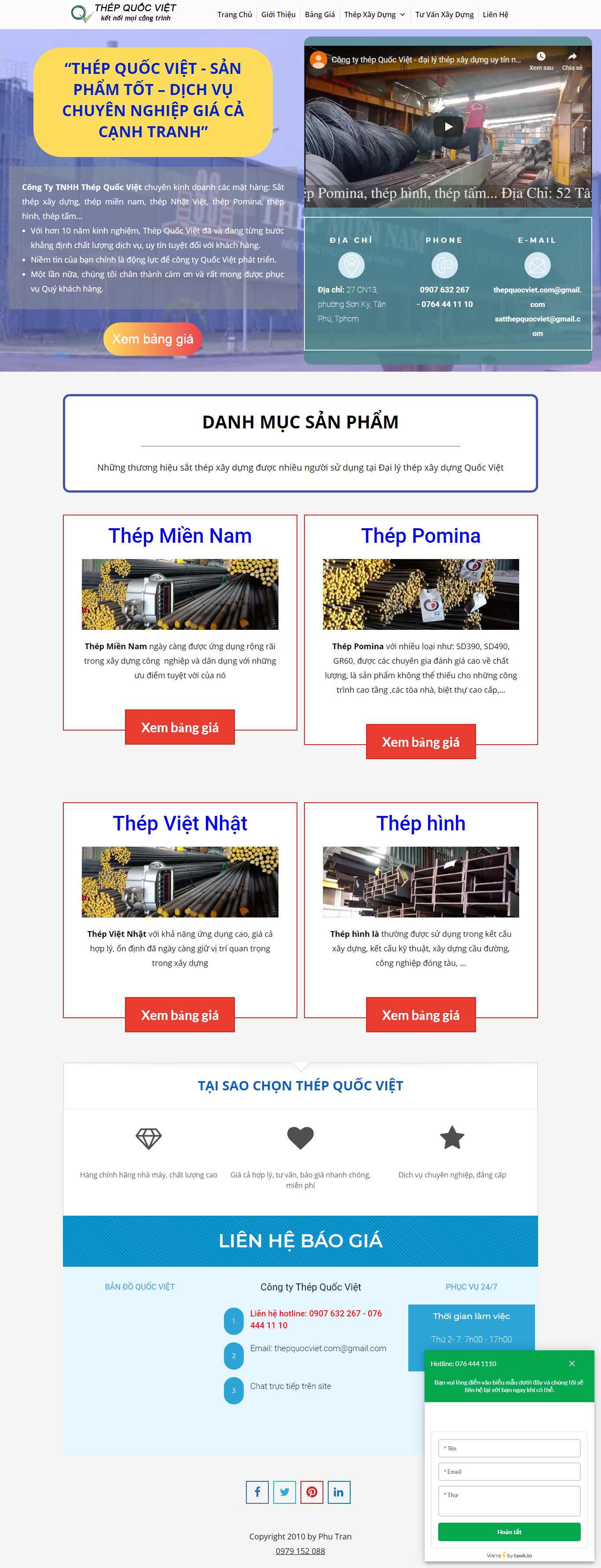Thiết kế Website kinh doanh sắt thép - thepquocviet.com