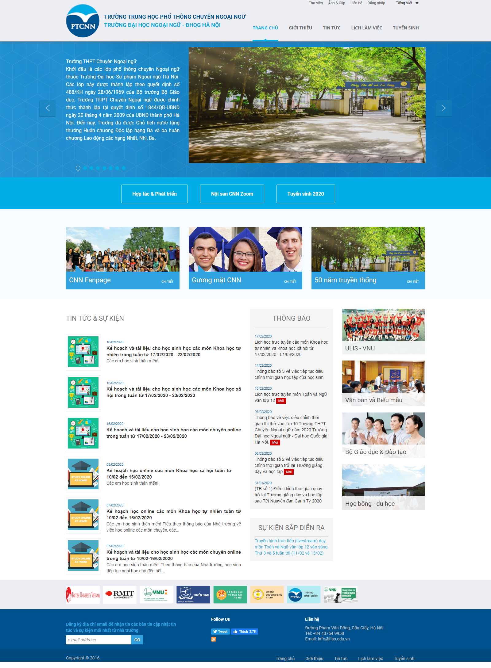 Thiết kế Website trường trung học - flss.vnu.edu.vn