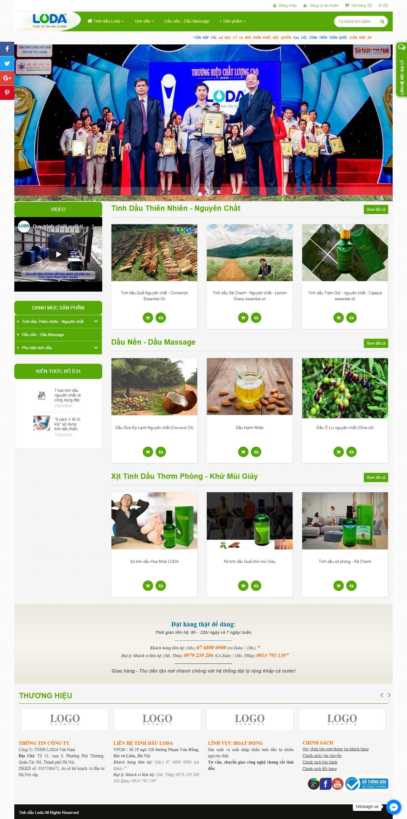 Thiết kế Website bán tinh dầu - tinhdauloda.vn