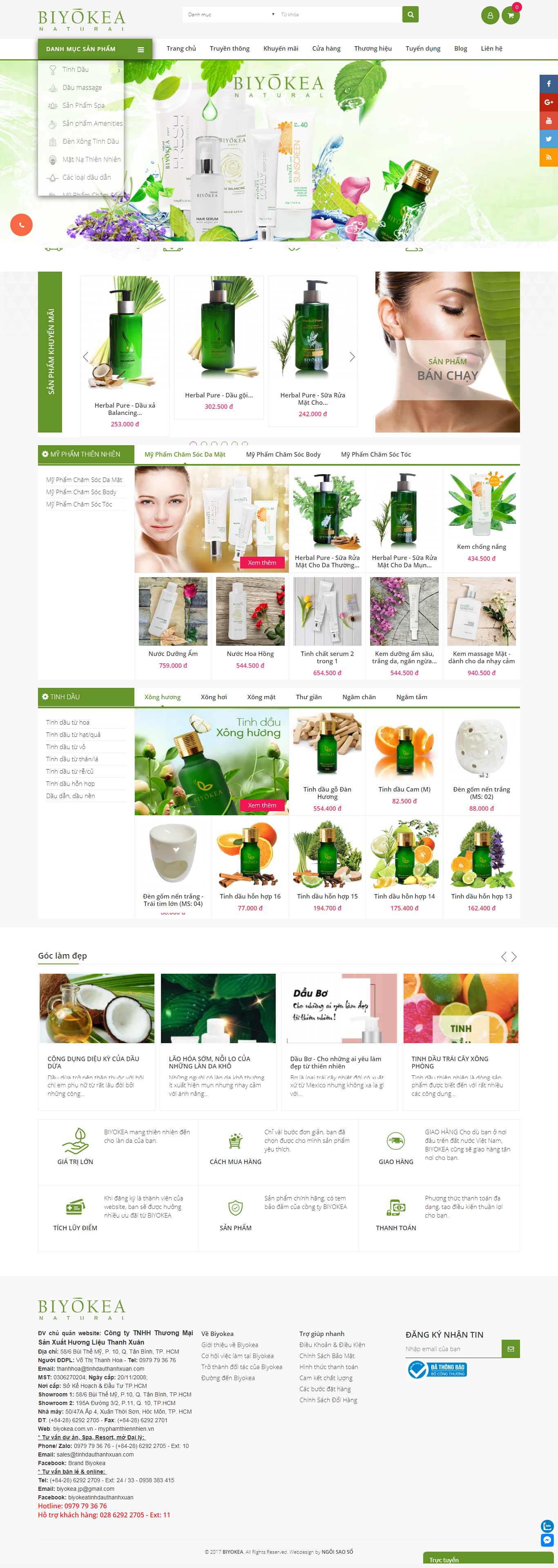 Thiết kế Website bán tinh dầu - myphamthiennhien.vn