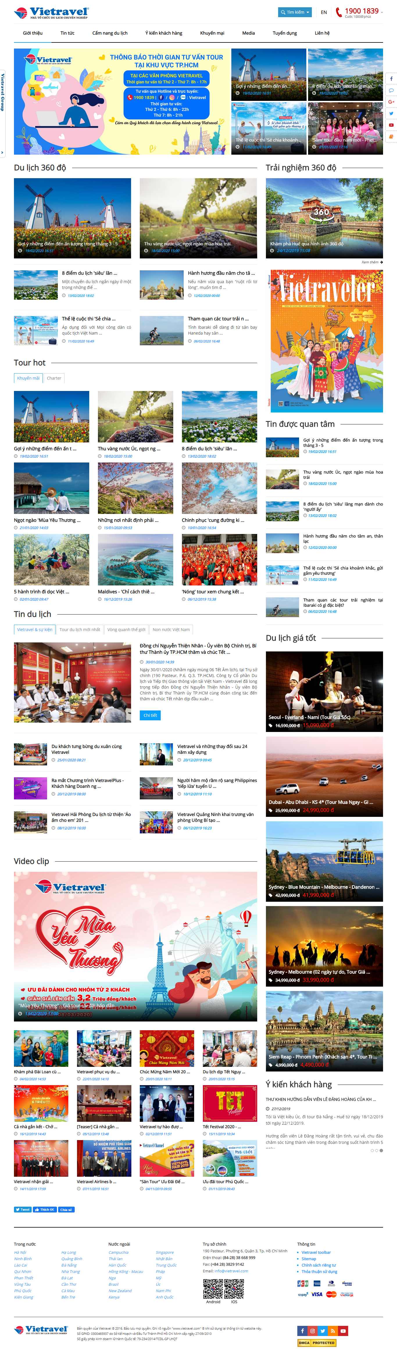 Thiết kế Website công ty du lịch - www.vietravel.com