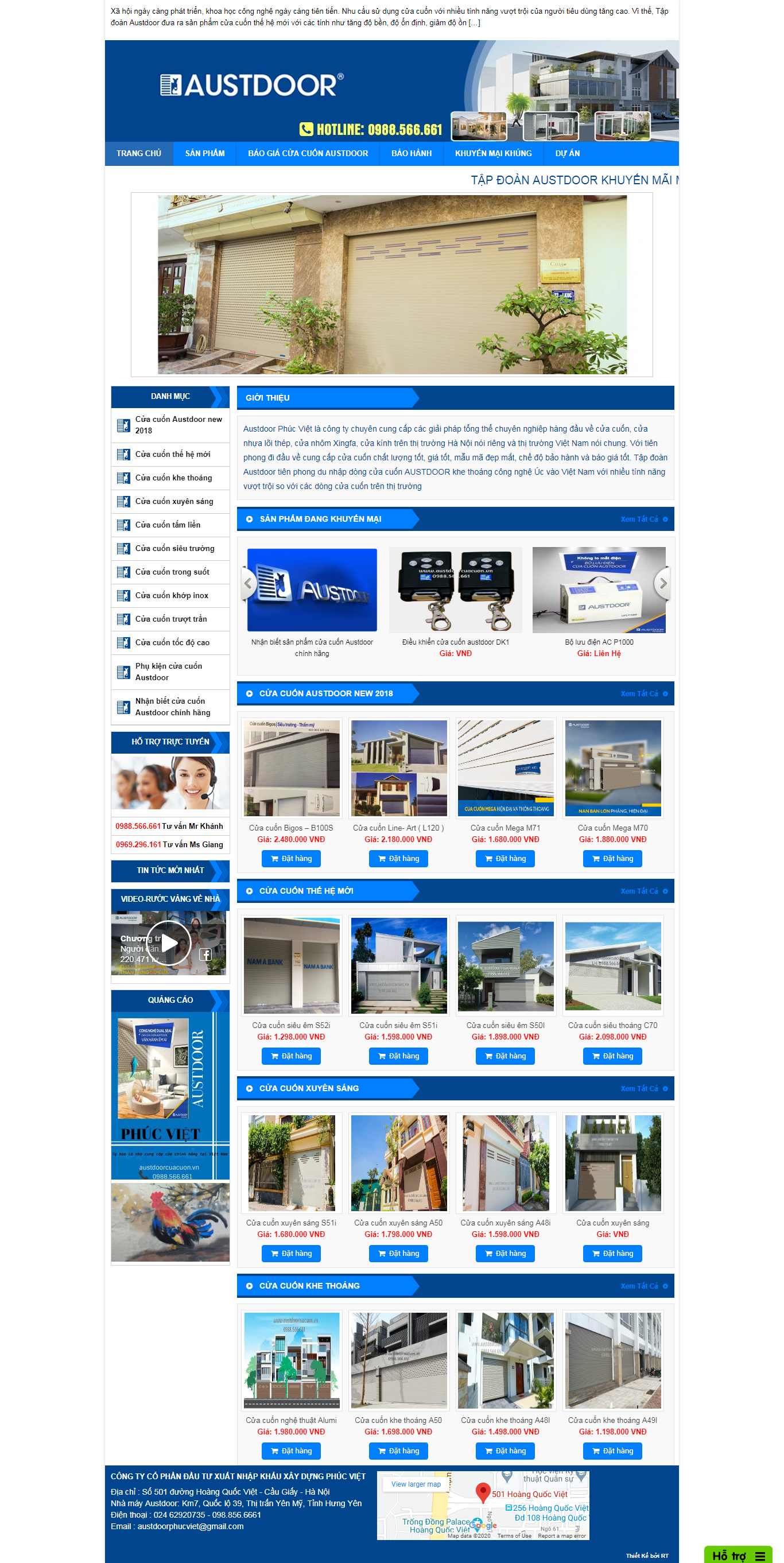 Thiết kế Website cửa cuốn - austdoorcuacuon.vn