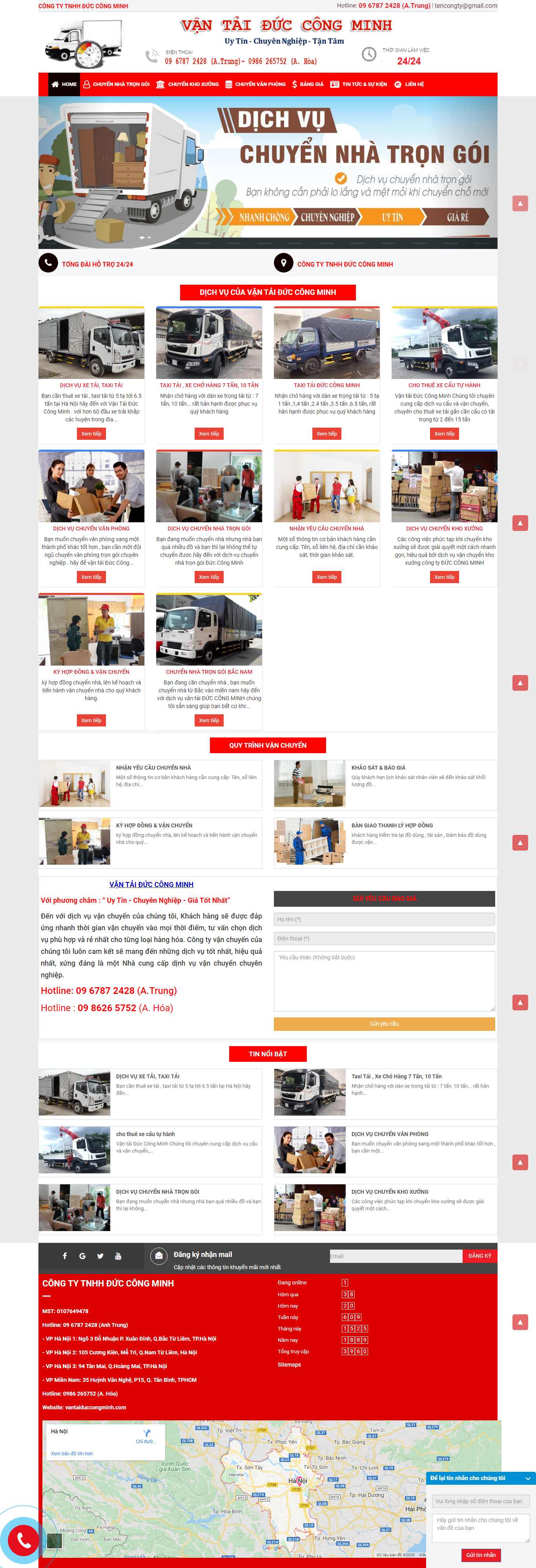 Thiết kế Website dịch vụ vận tải - vantaiduccongminh.com