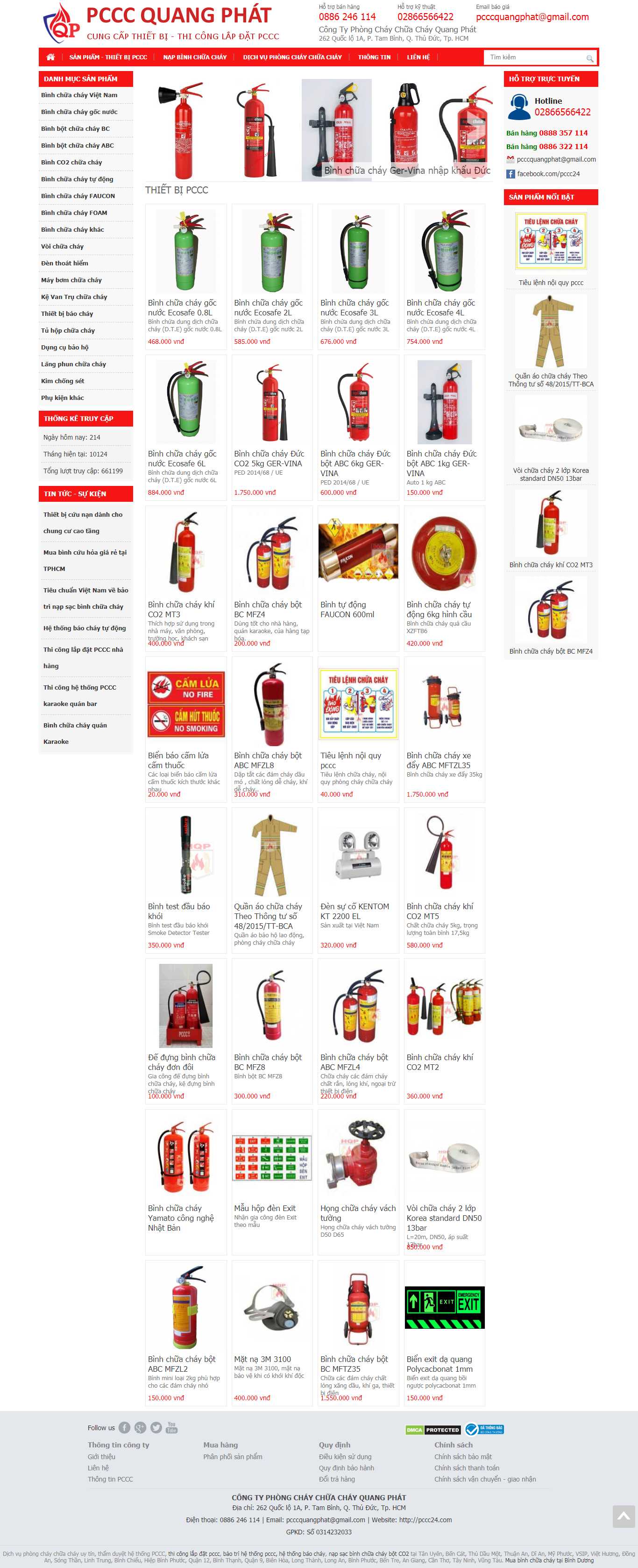 Thiết kế Website bình chữa cháy - pccc24.com