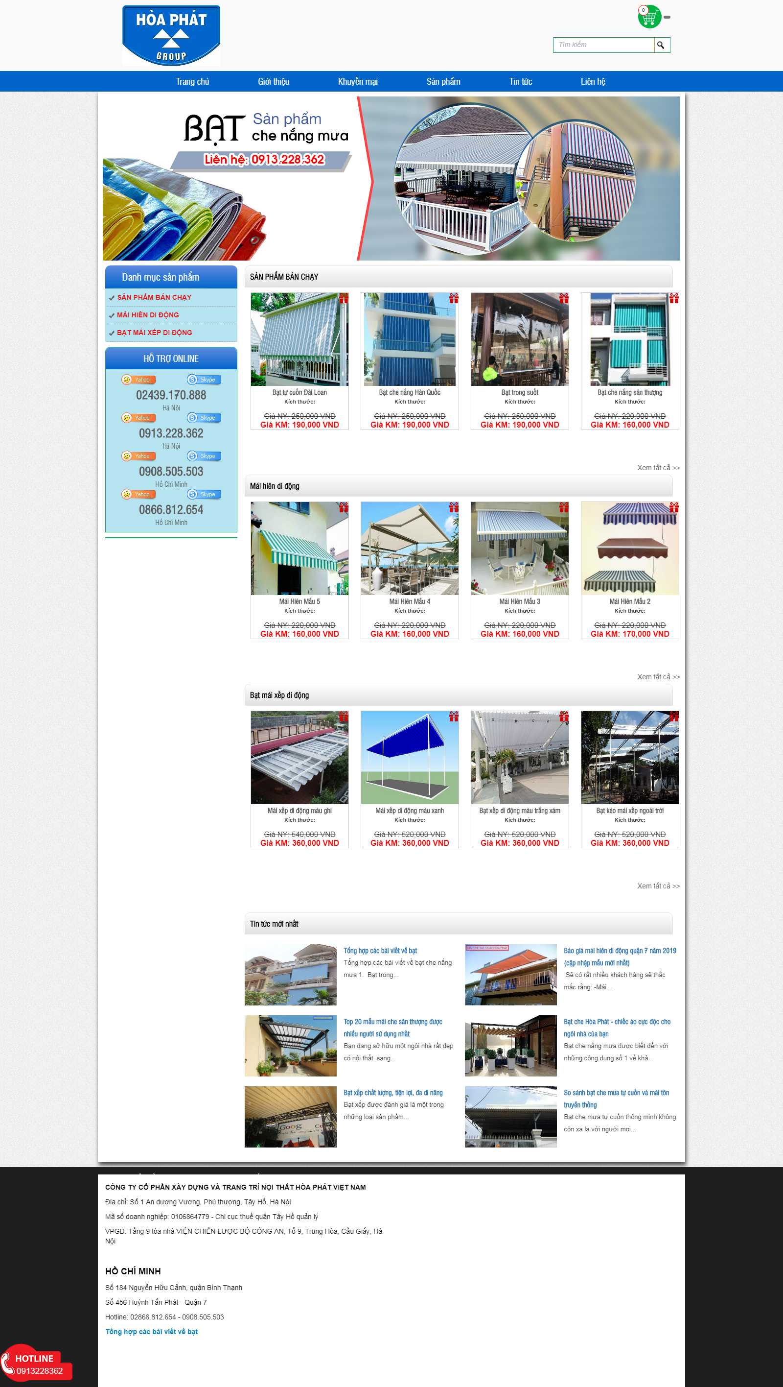 Thiết kế Website mái hiên di động - batchenangmua.net.vn