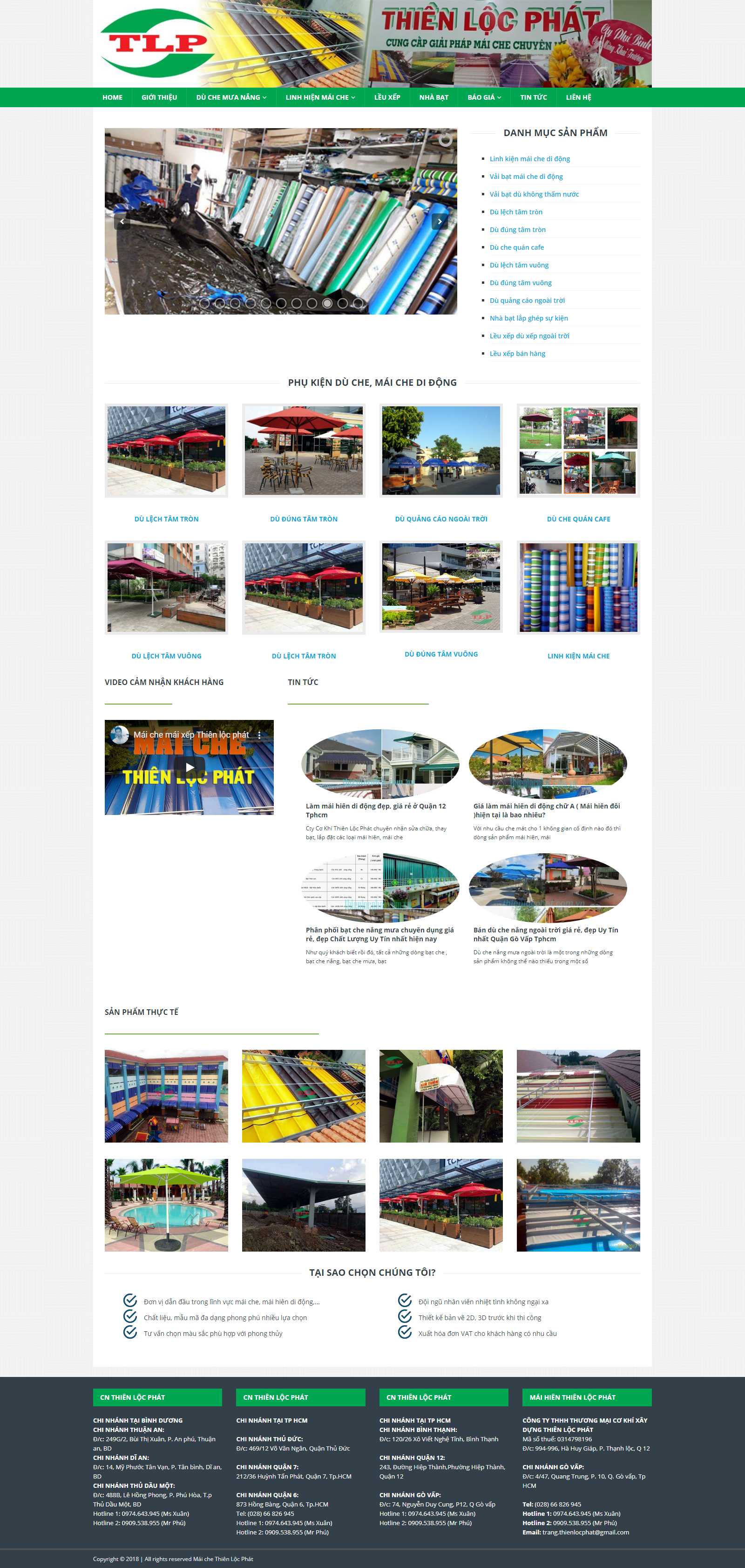 Thiết kế Website mái hiên di động - thienlocphat.com.vn