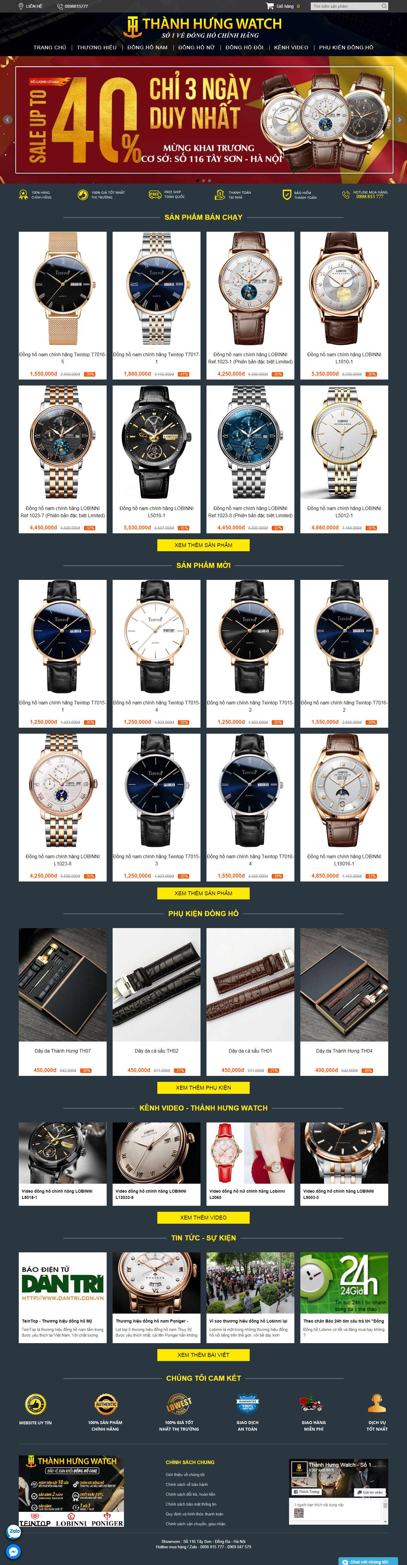 Thiết kế Website shop đồng hồ - thanhhungwatch.vn