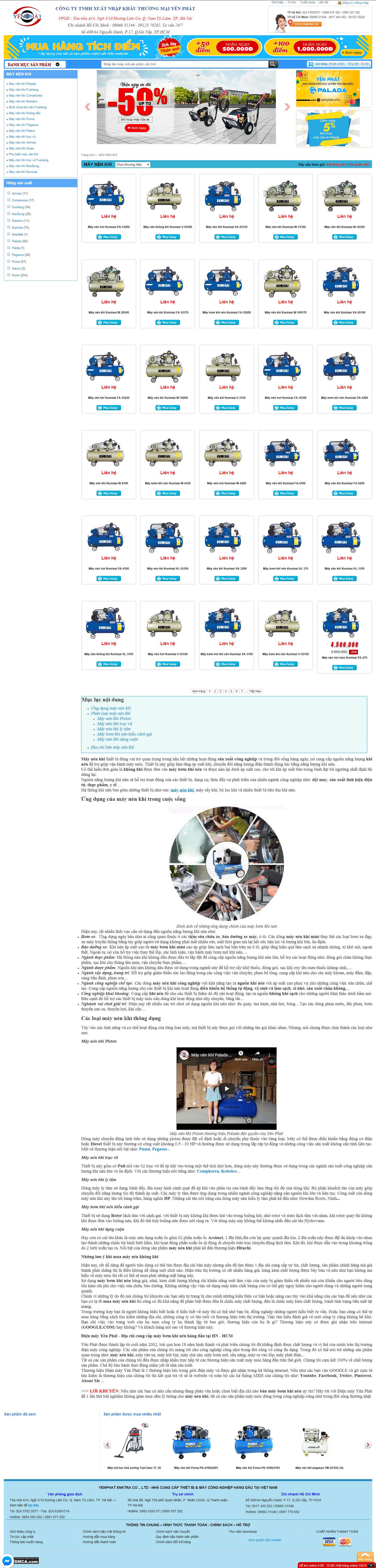 Thiết kế Website máy nèn khí - yenphat.vn