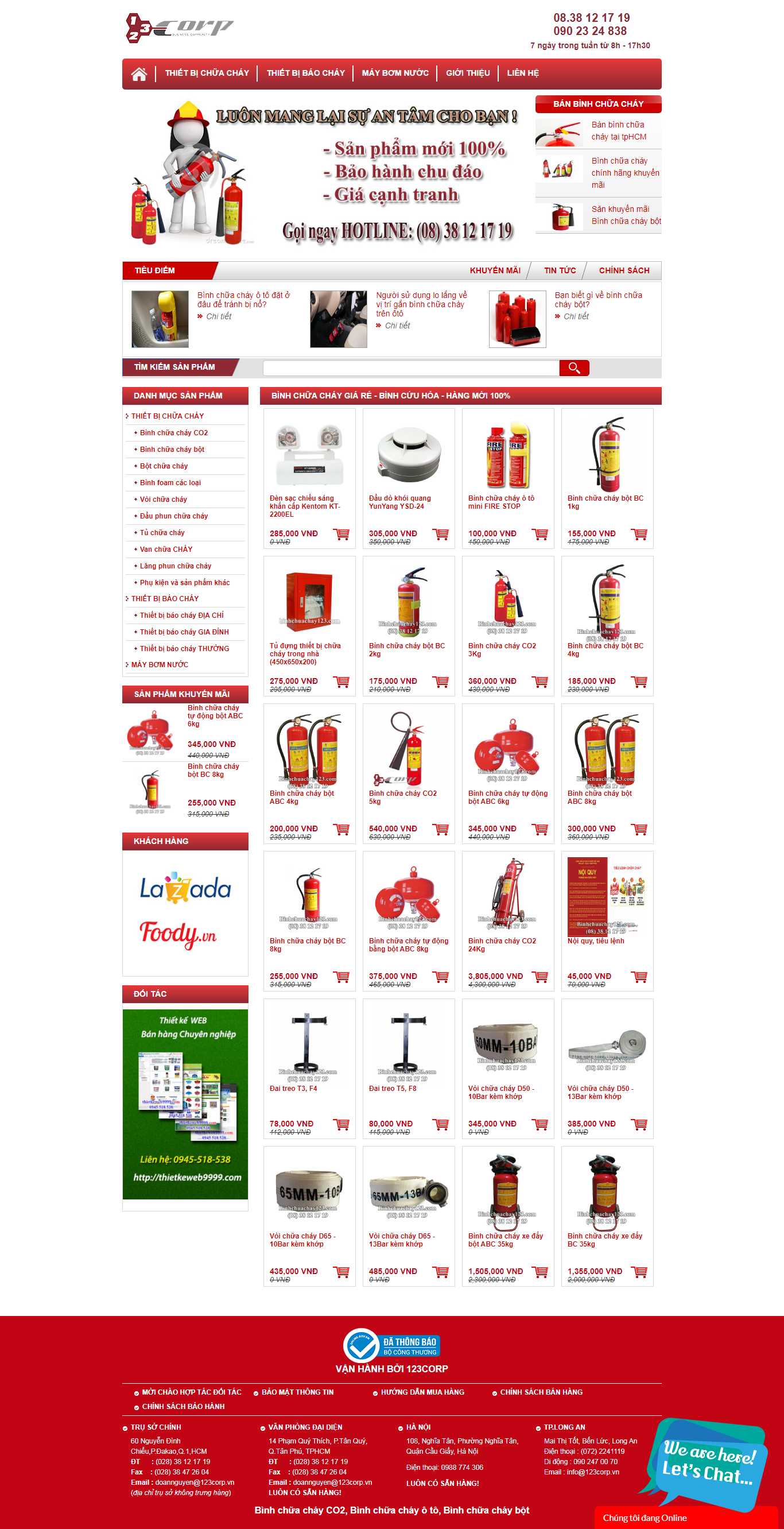 Thiết kế Website bình chữa cháy - binhchuachay123.com