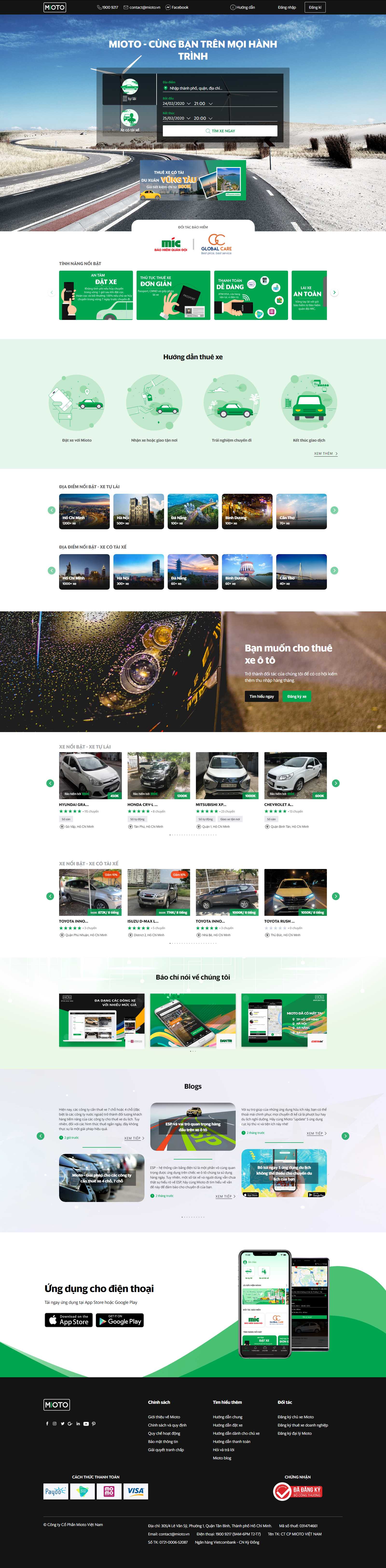 Thiết kế Website thuê xe - www.mioto.vn
