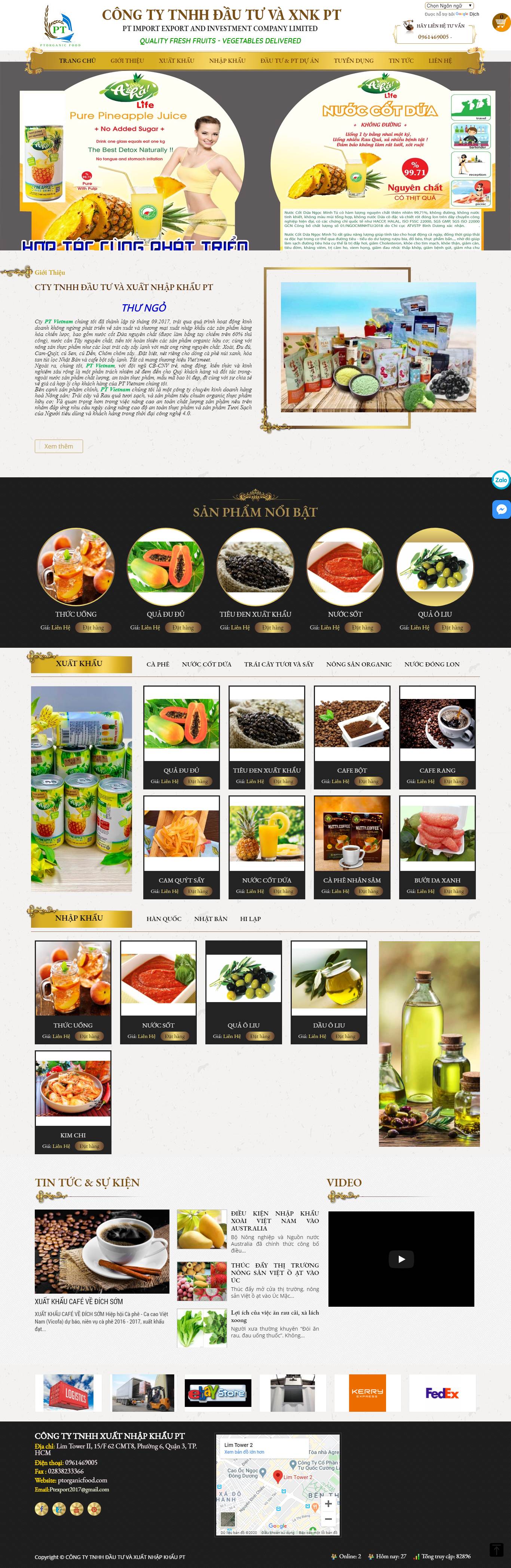 Thiết kế Website nhập khẩu - ptorganicfood.com