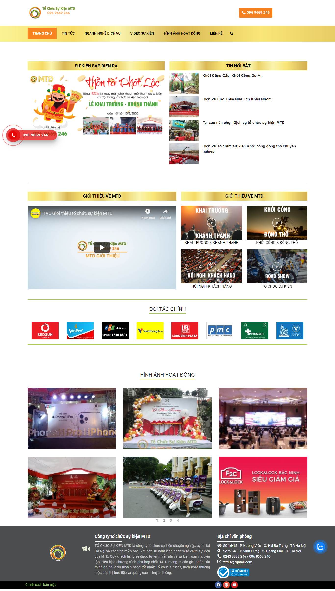 Thiết kế Website tổ chức sự kiện - mtd.com.vn