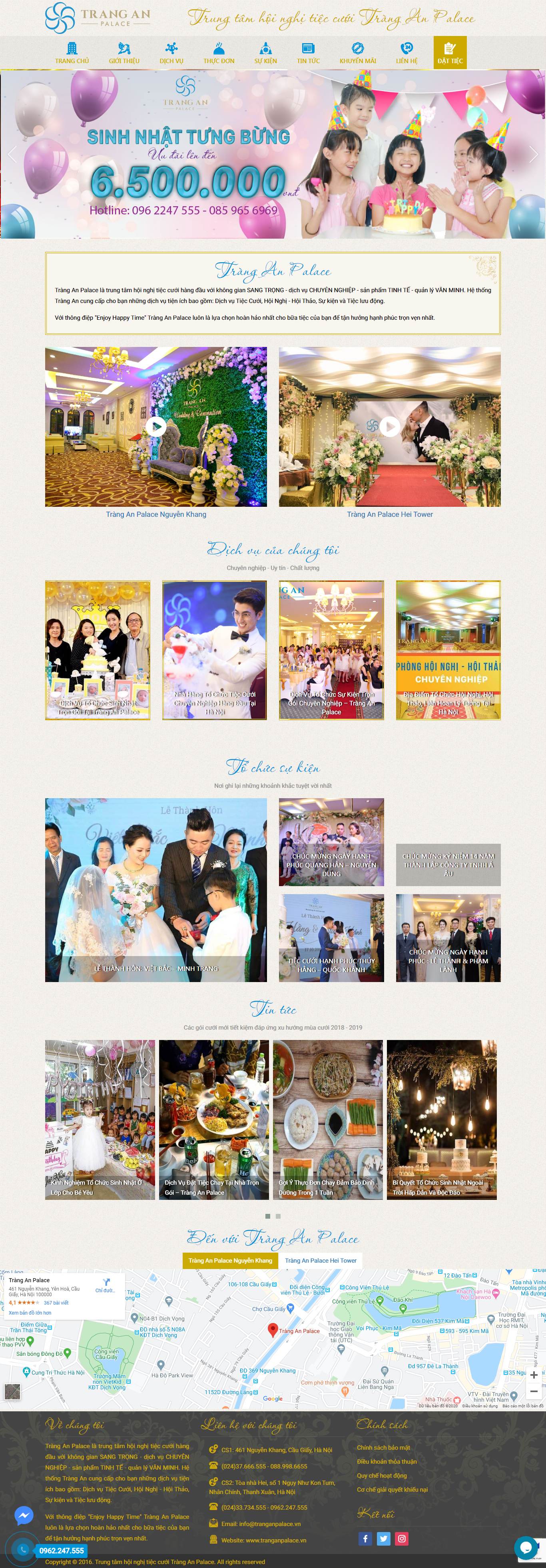 Thiết kế Website tổ chức sự kiện - tranganpalace.vn