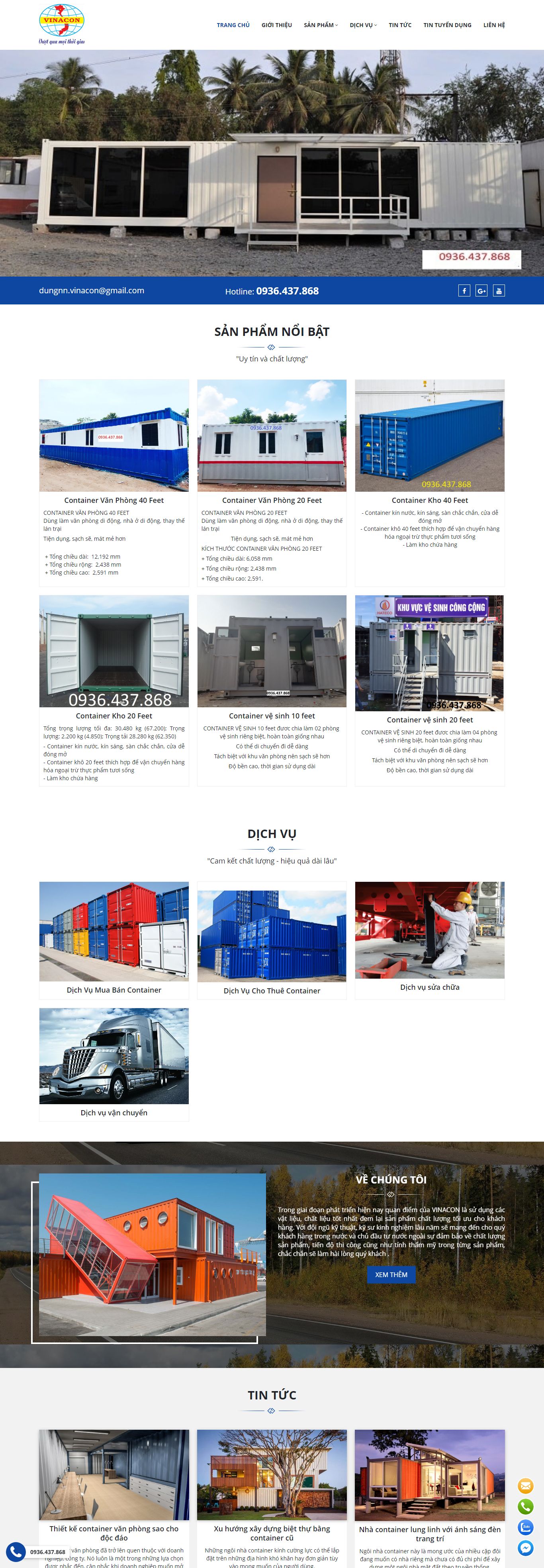 Thiết kế Website container - vinaconvietnam.vn