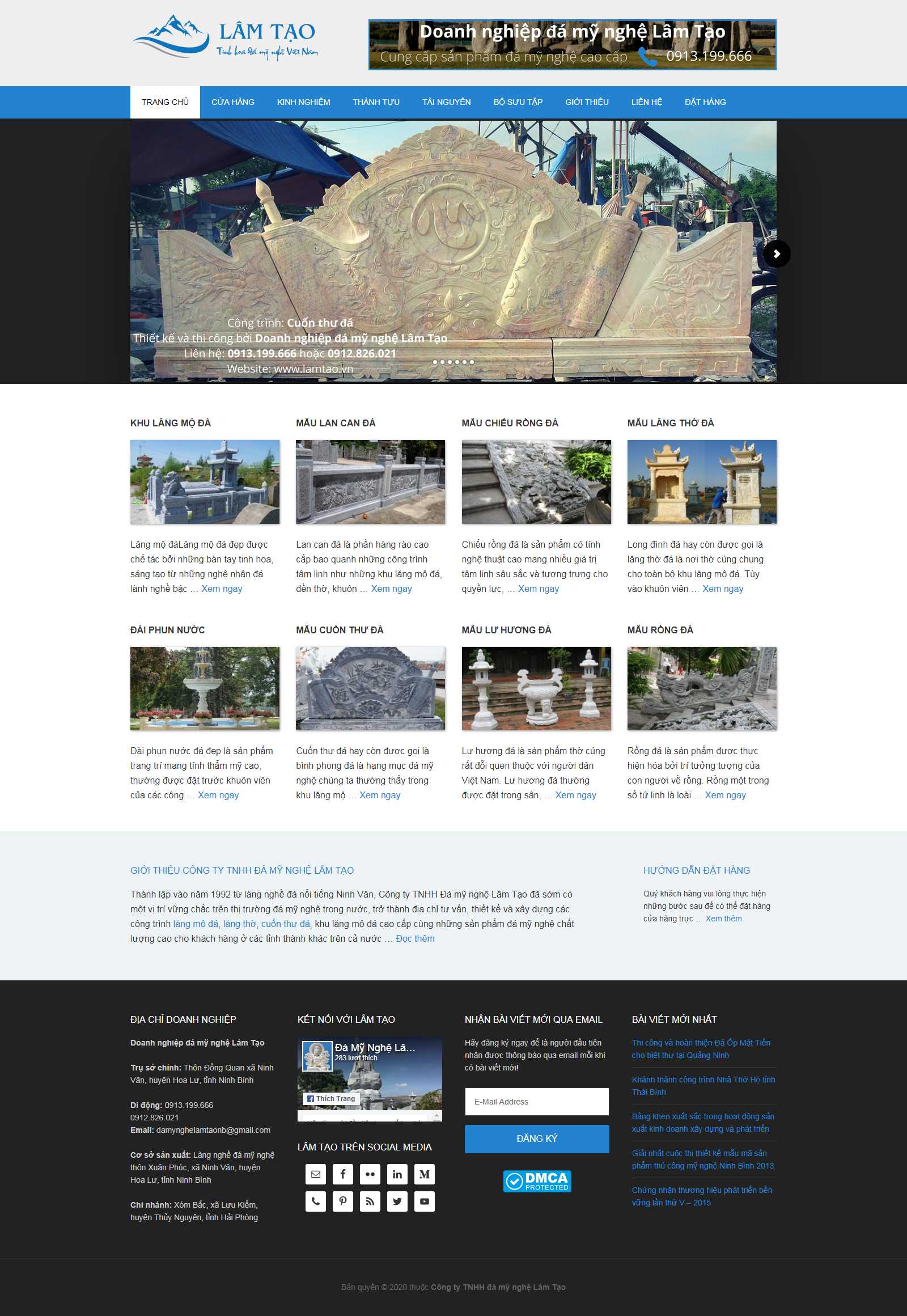 Thiết kế Website đá mỹ nghệ - lamtao.vn