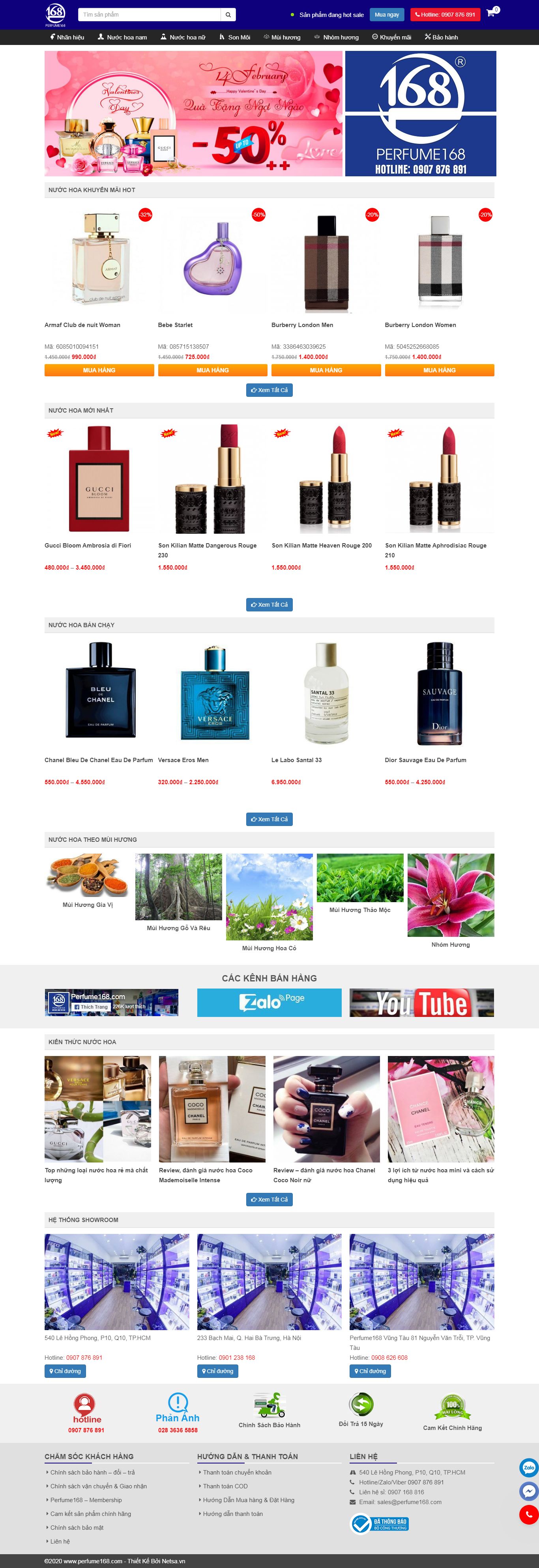 Thiết kế Website nước hoa - perfume168.com