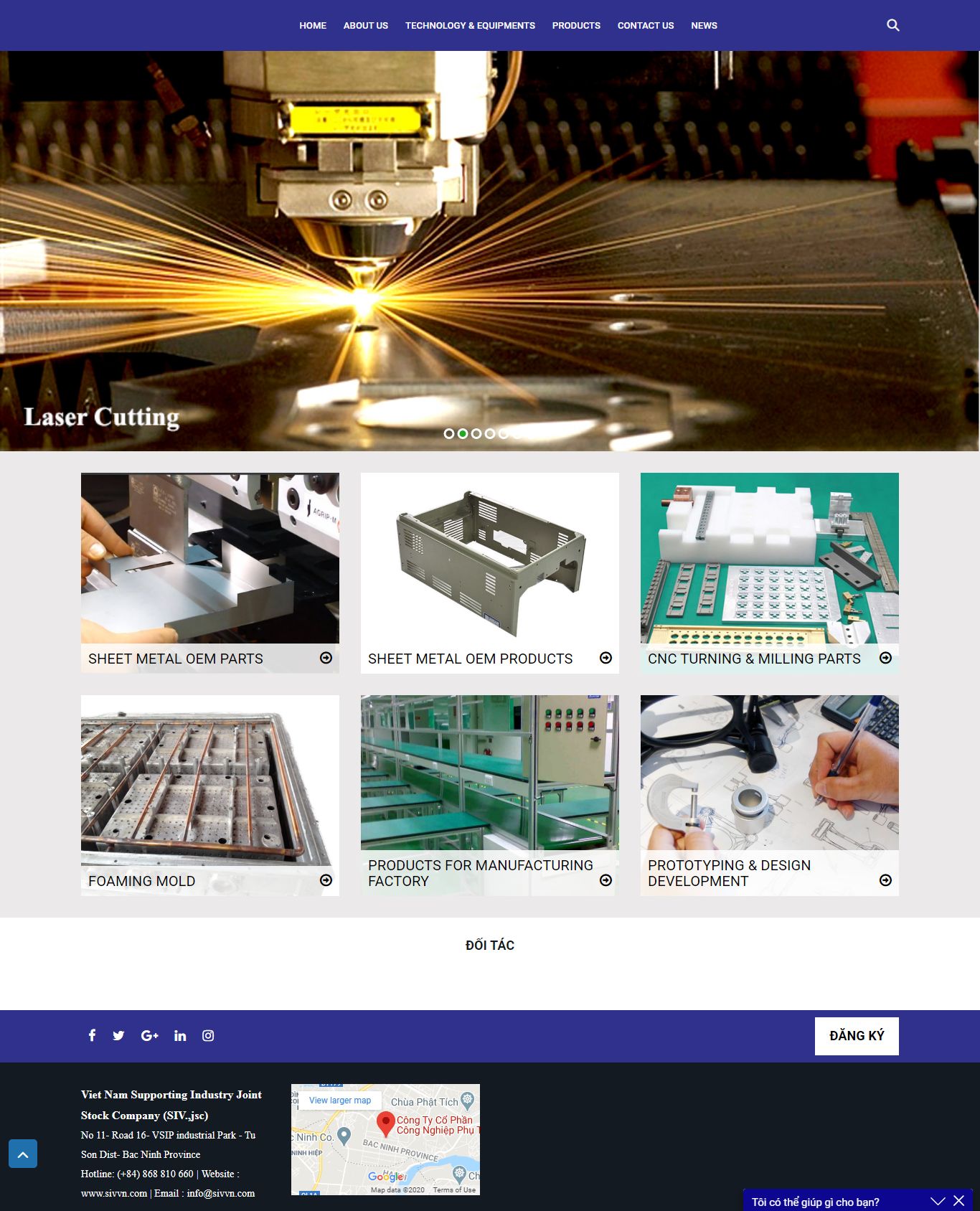 Thiết kế Website xưởng cơ khí - www.sivvn.com