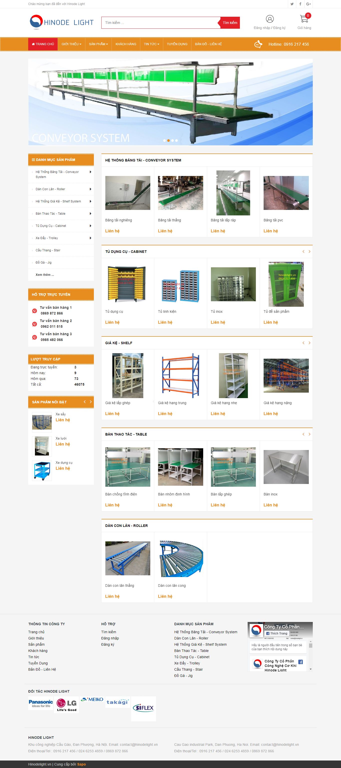Thiết kế Website xưởng cơ khí - hinodelight.vn