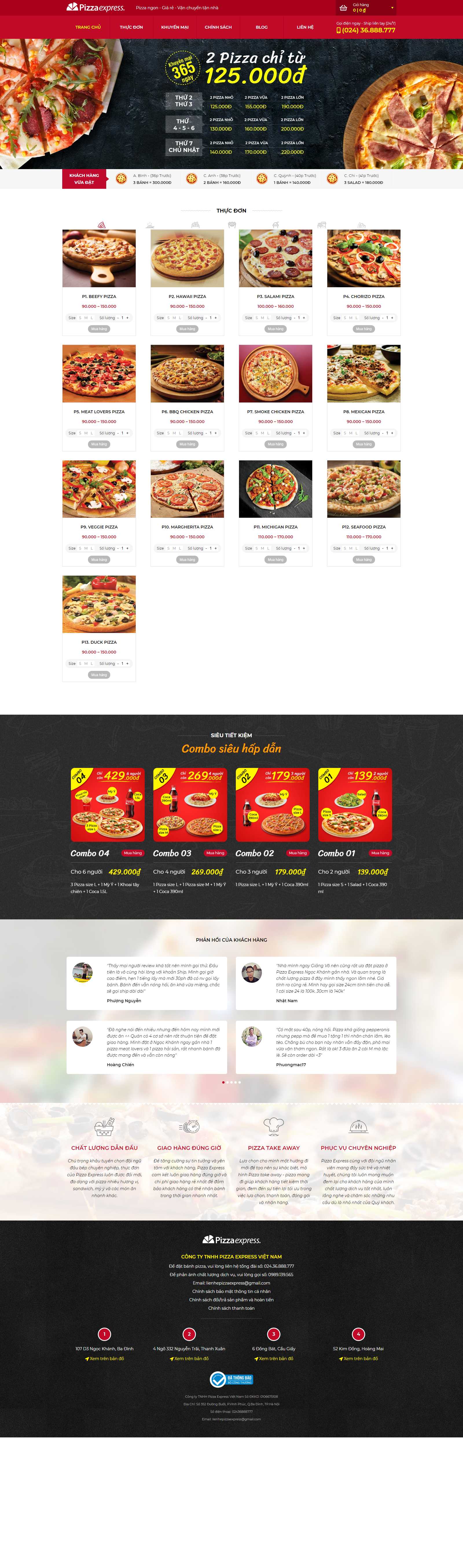 Thiết kế Website bánh pizza - www.pizzaexpress.vn