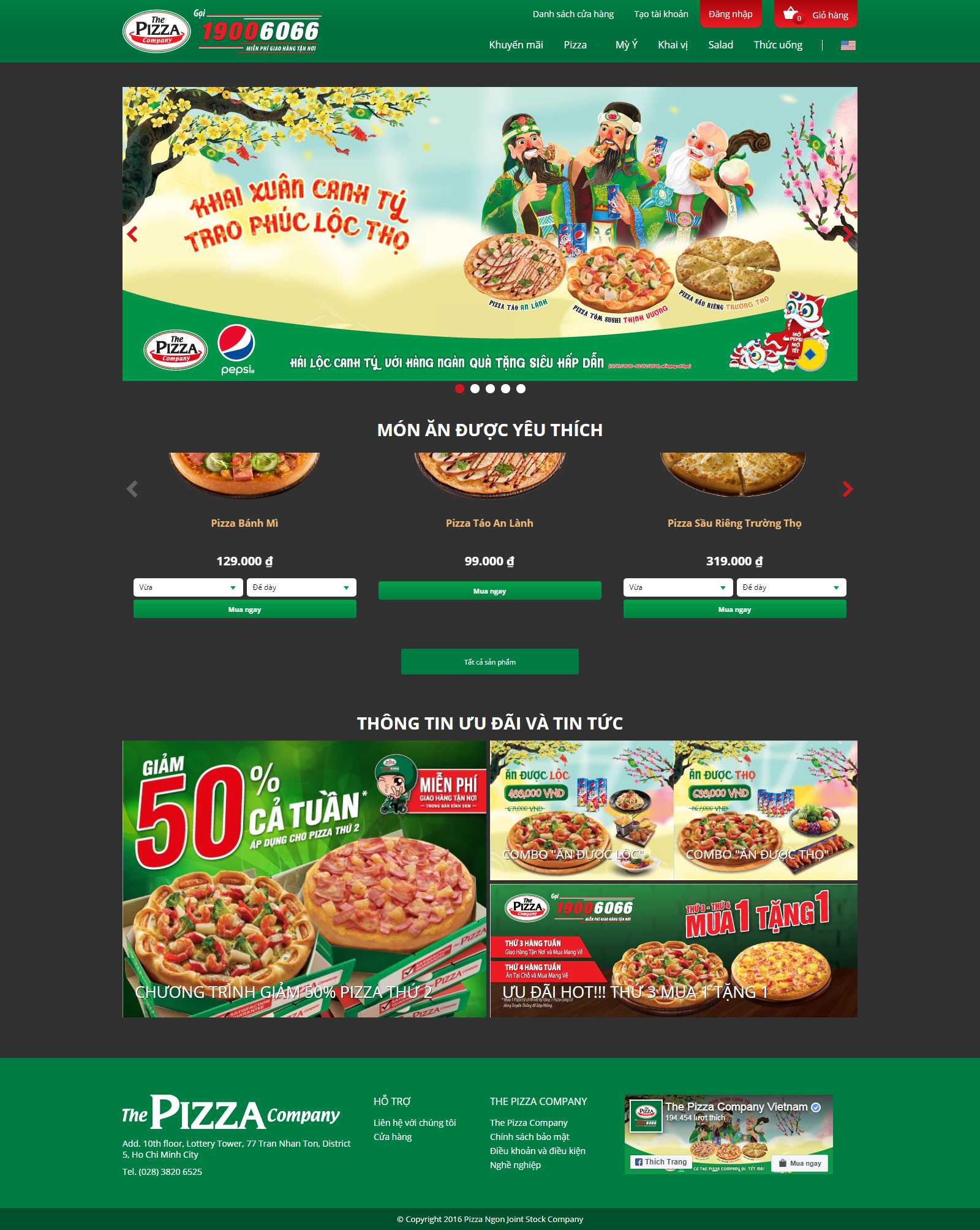 Thiết kế Website bánh pizza - thepizzacompany.vn