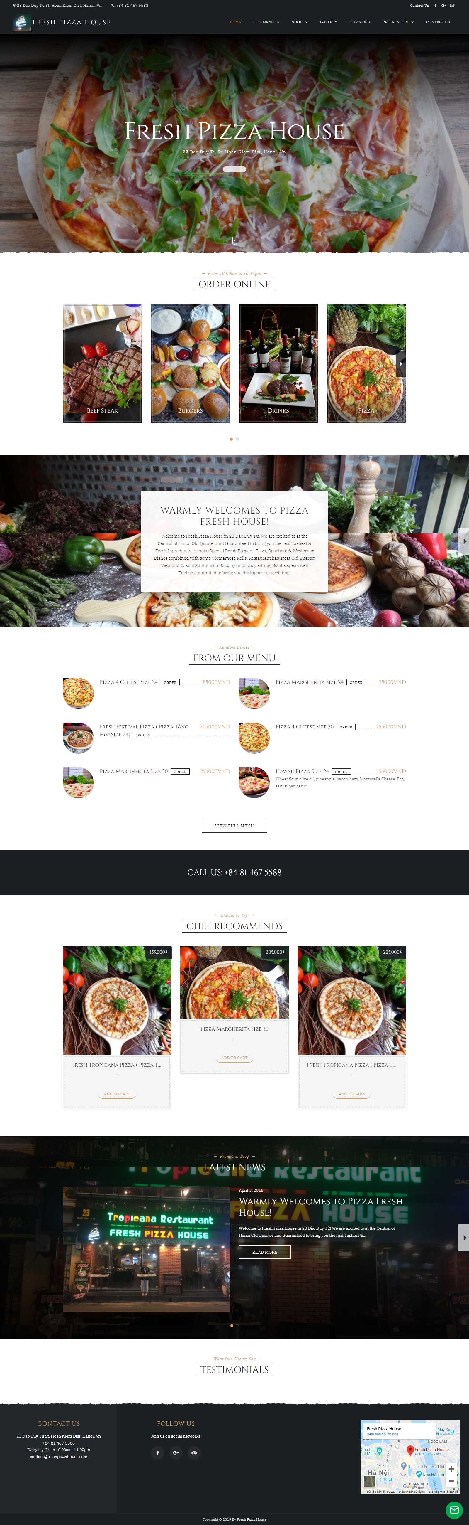 Thiết kế Website bánh pizza - freshpizzahouse.com