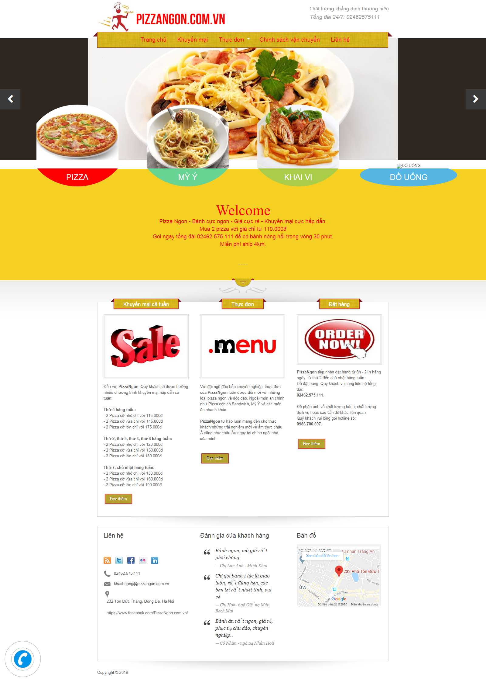 Thiết kế Website bánh pizza - pizzangon.com.vn