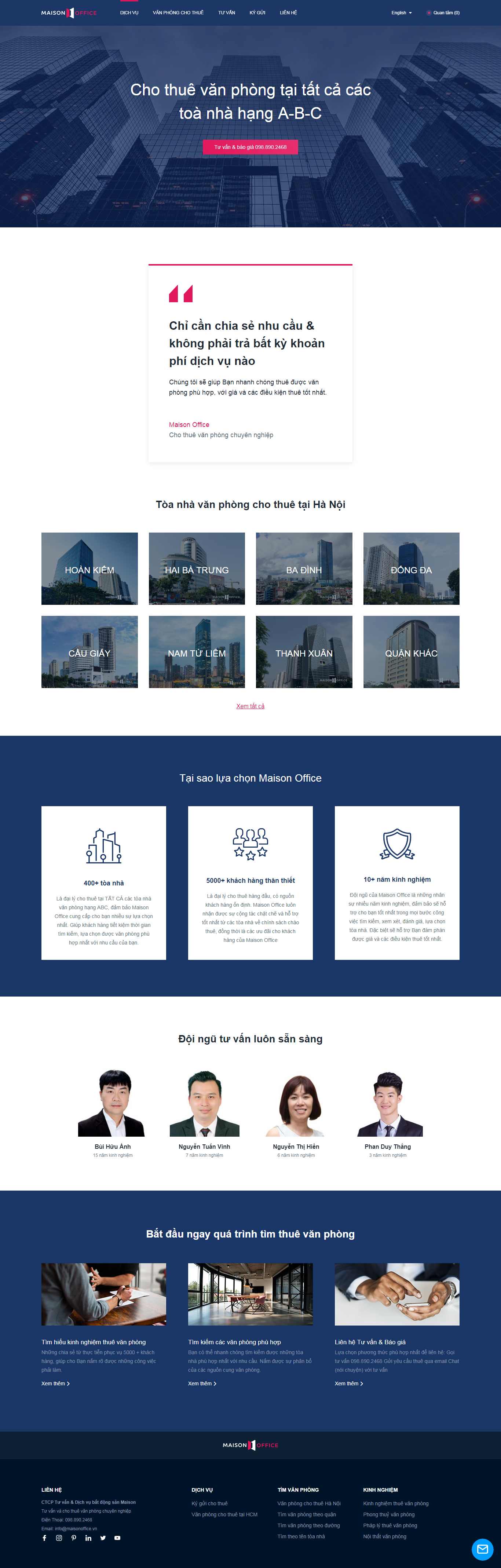 Thiết kế Website cho thuê văn phòng - maisonoffice.vn