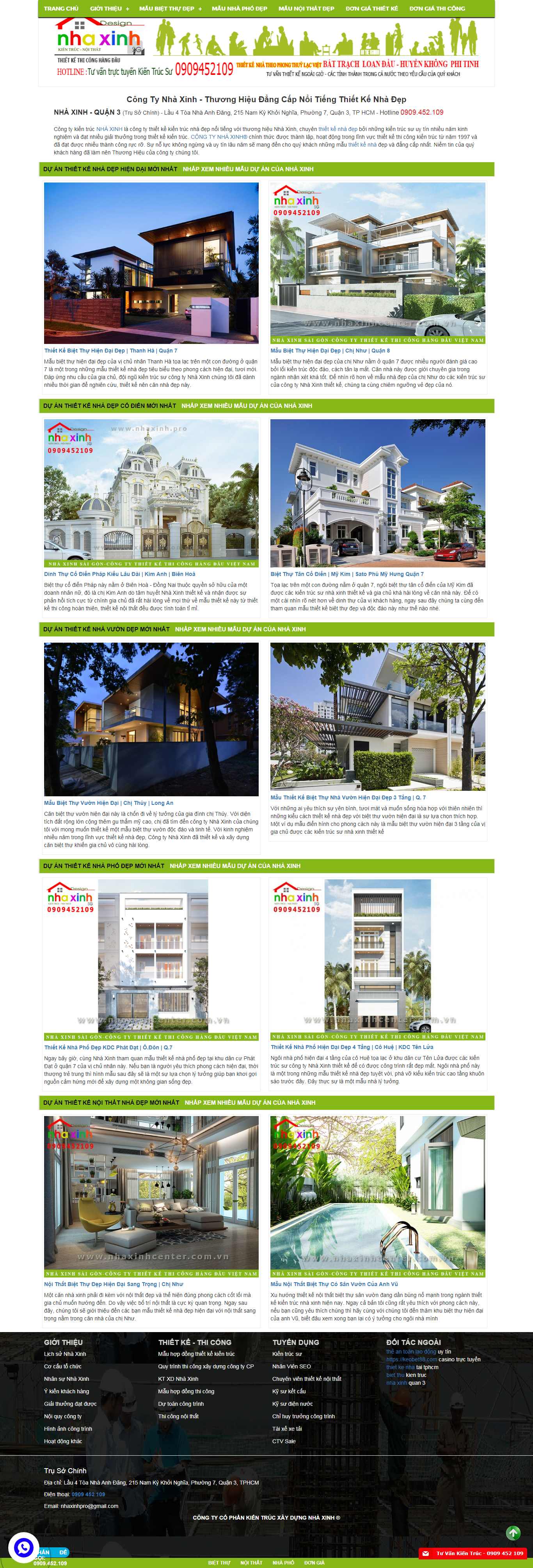 Thiết kế Website trang trí nội thất - nhaxinhcenter.com.vn