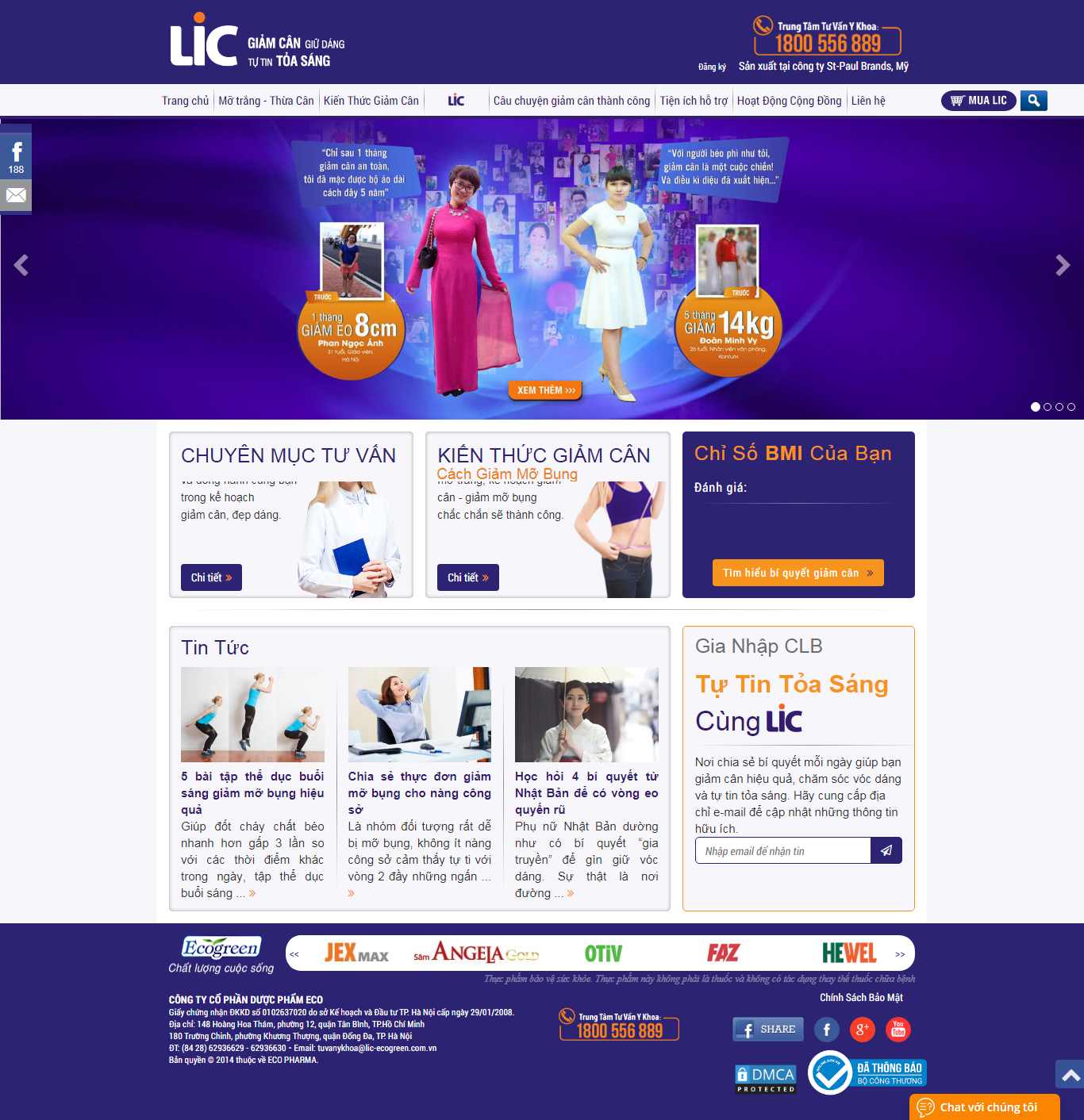 Thiết kế Website thuốc giảm cân - www.lic-ecogreen.com.vn