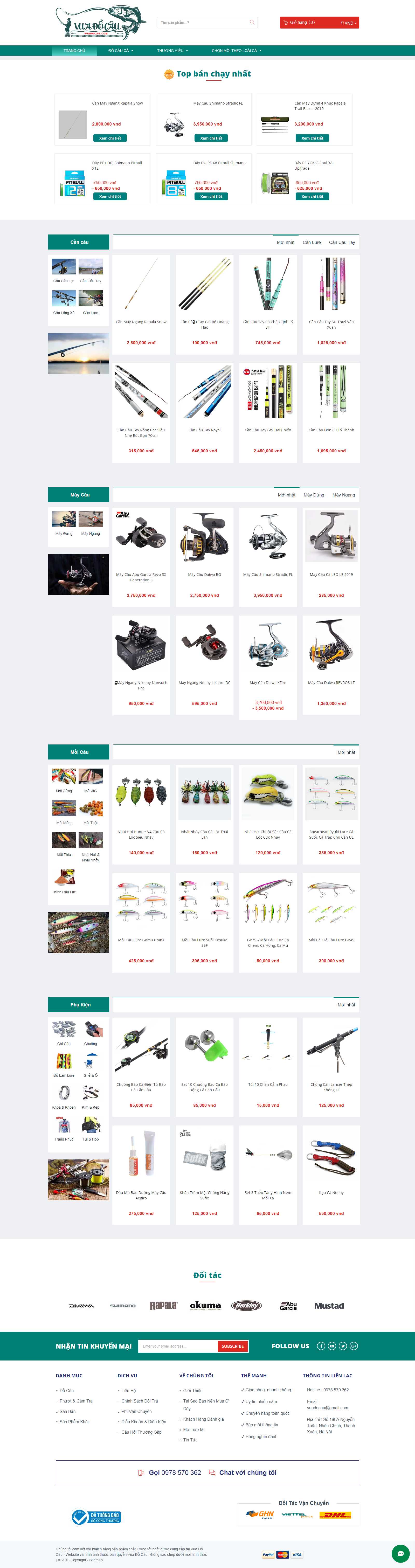 Thiết kế Website đồ câu cá - vuadocau.com