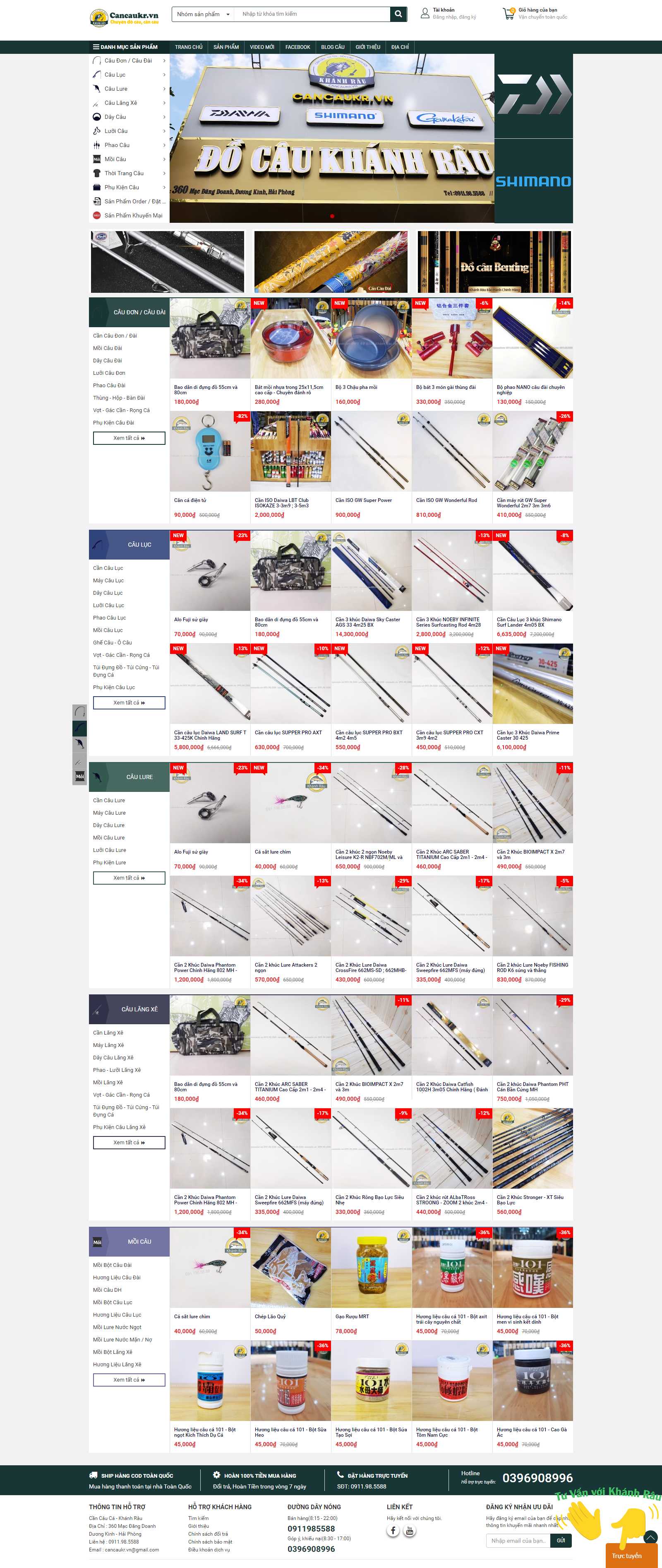 Thiết kế Website đồ câu cá - cancaukr.vn