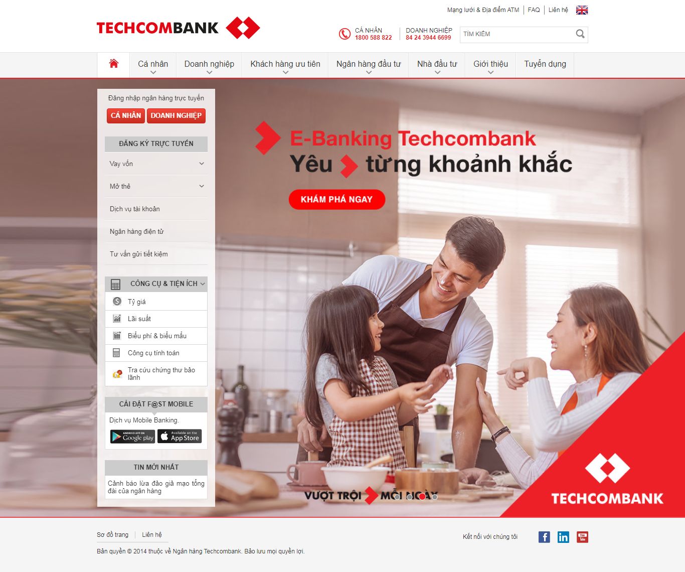 Thiết kế Website ngân hàng - www.techcombank.com.vn