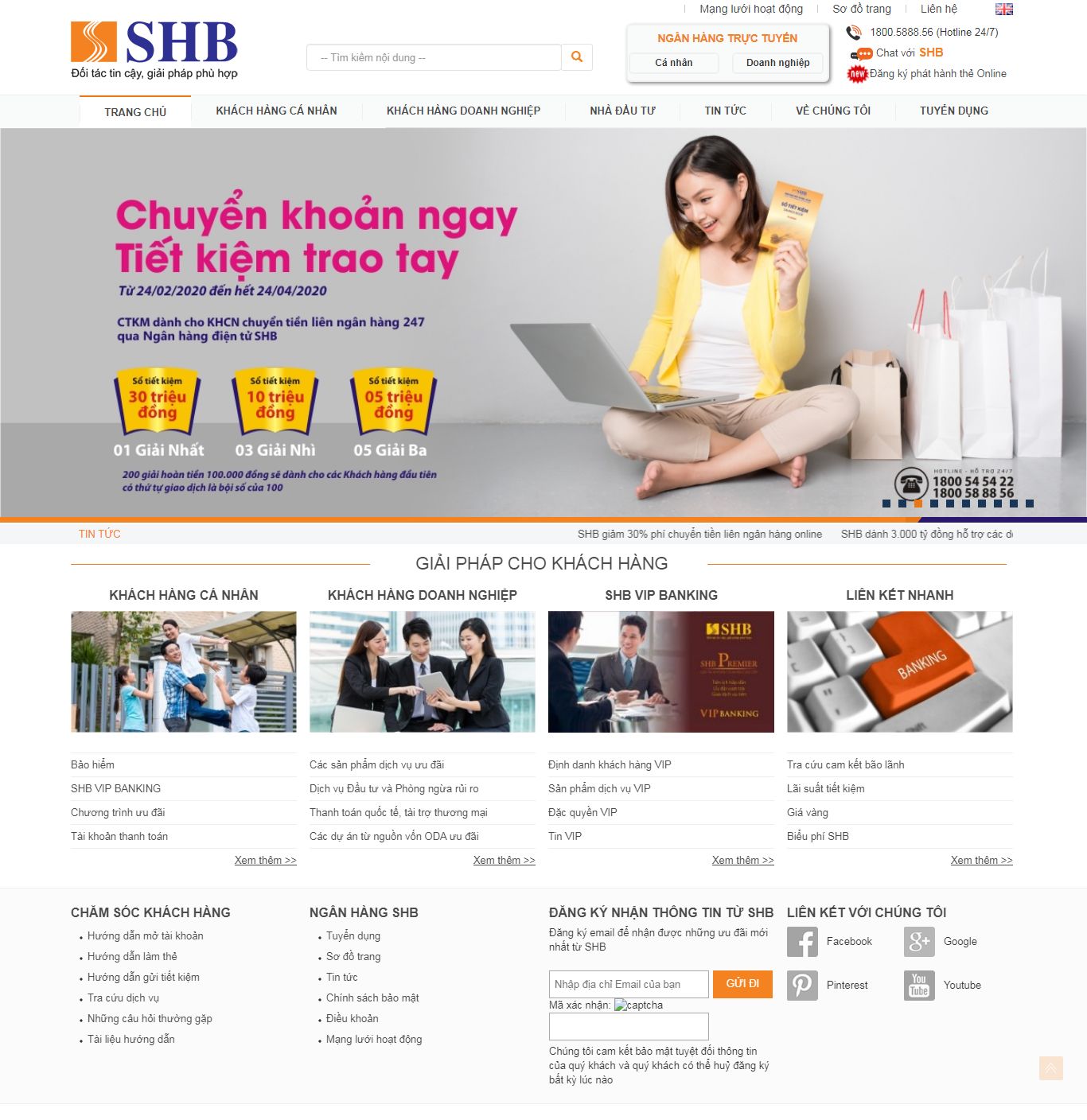 Thiết kế Website ngân hàng - www.shb.com.vn