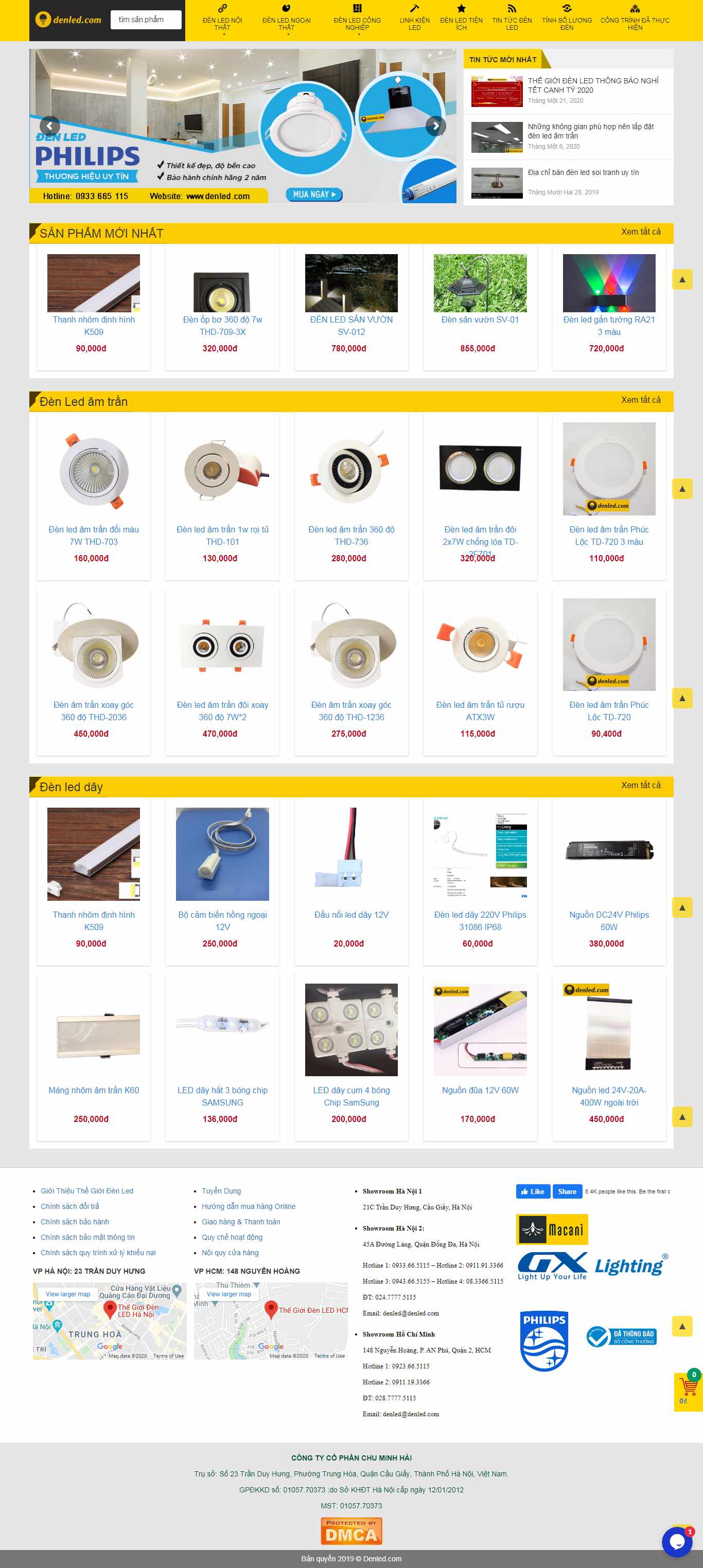 Thiết kế Website quảng cáo đèn led - denled.com