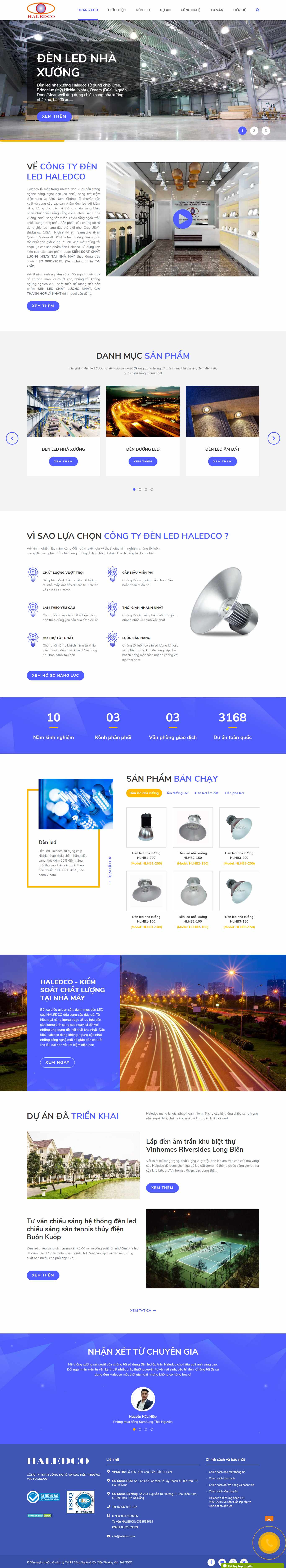 Thiết kế Website quảng cáo đèn led - haledco.com