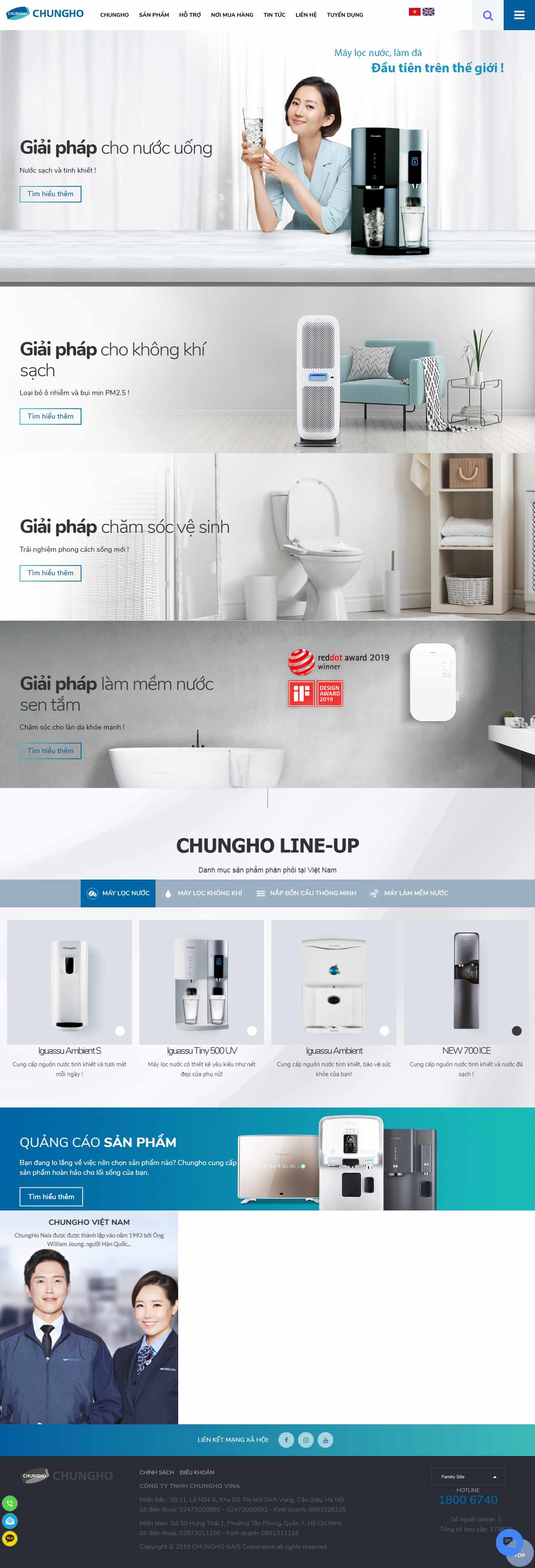 Thiết kế Website máy lọc khí - chungho.com.vn