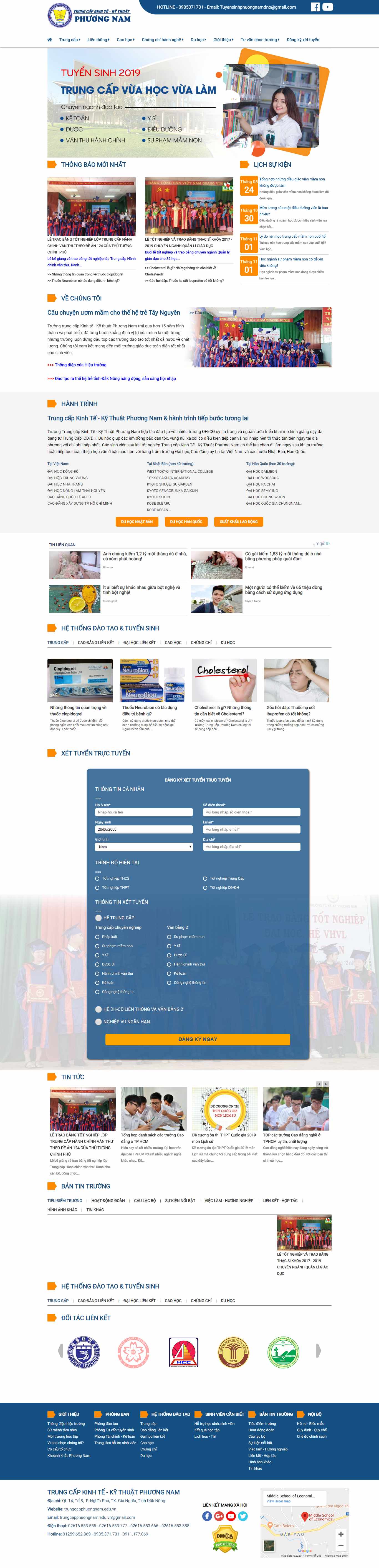 Thiết kế Website trường dạy nghề - đào tạo nghề - trungcapphuongnam.edu.vn