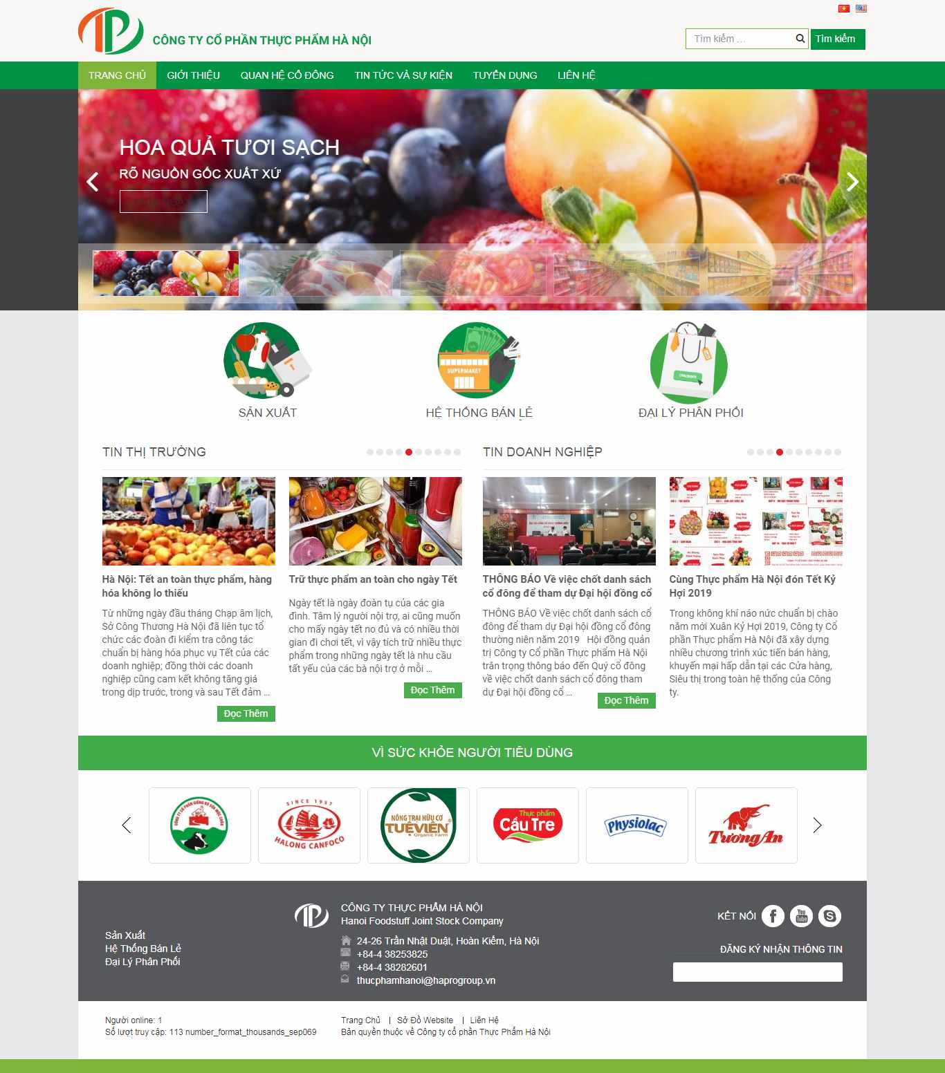 Thiết kế Website giới thiệu doanh nghiệp - www.thucphamhanoi.com.vn
