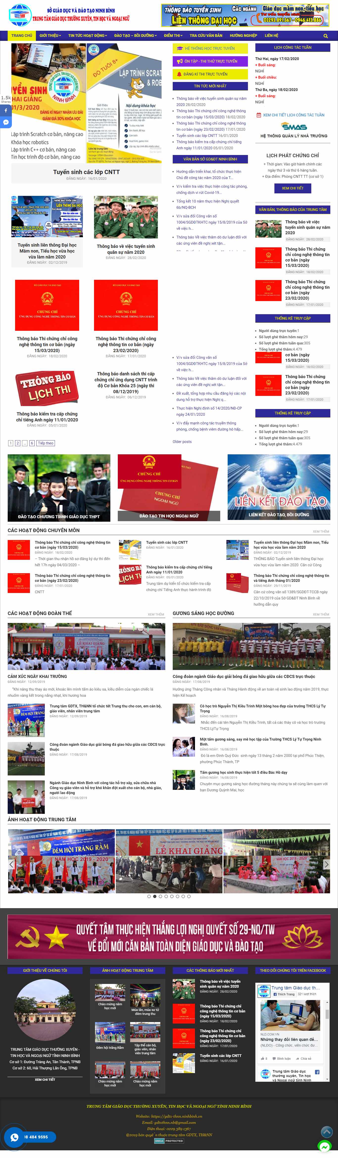 Thiết kế Website trung tâm giáo dục thường xuyên - gdtx-thnn.ninhbinh.vn