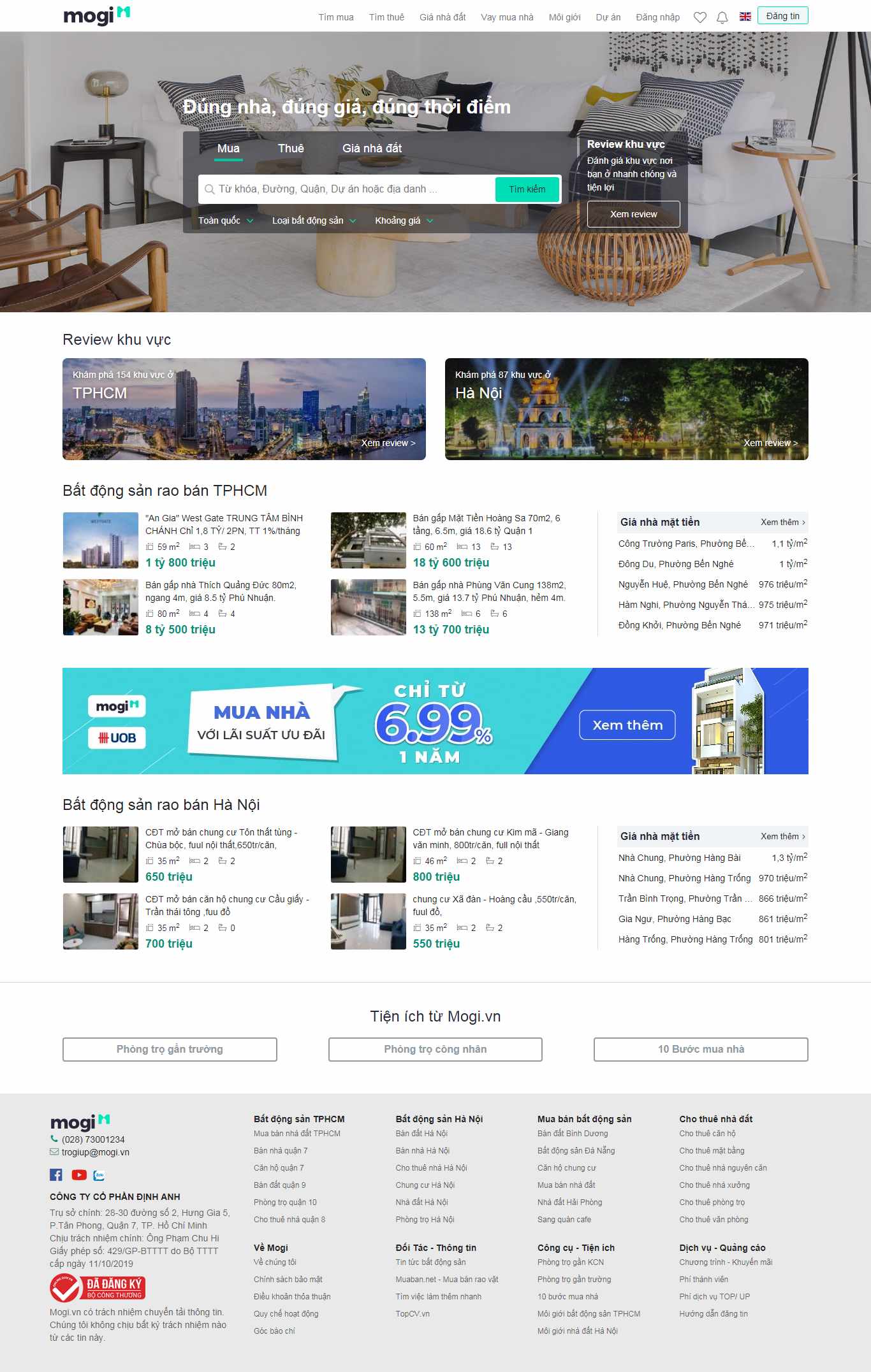 Thiết kế Website cho thuê nhà - mogi.vn