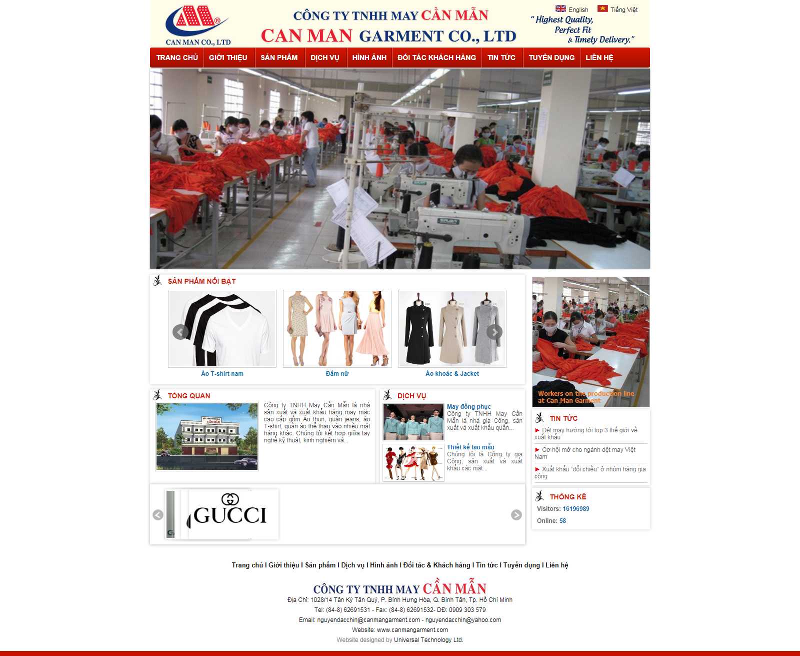 Thiết kế Website công ty may - canmangarment.com
