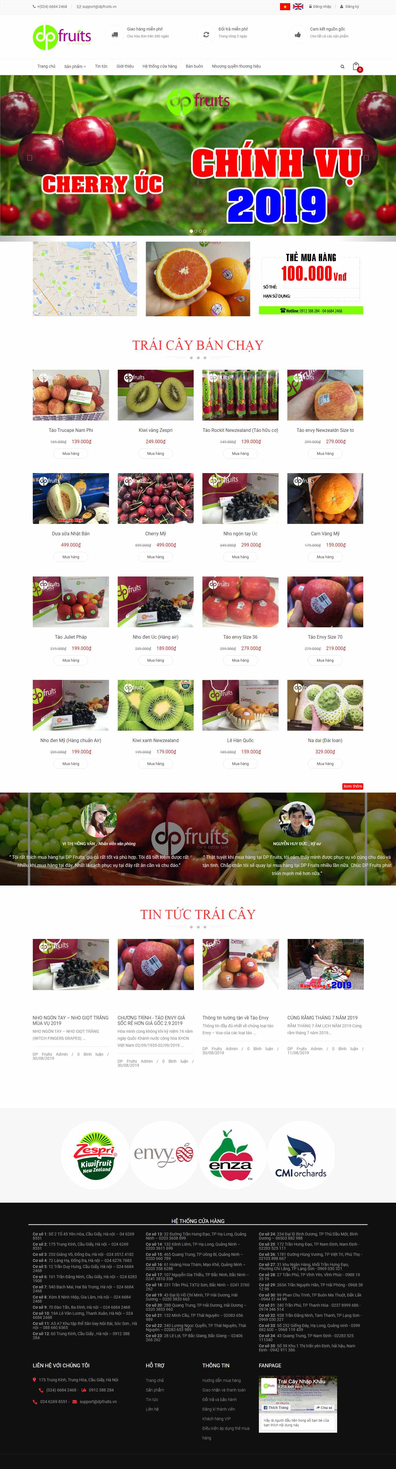 Thiết kế Website bán trái cây - dpfruits.vn